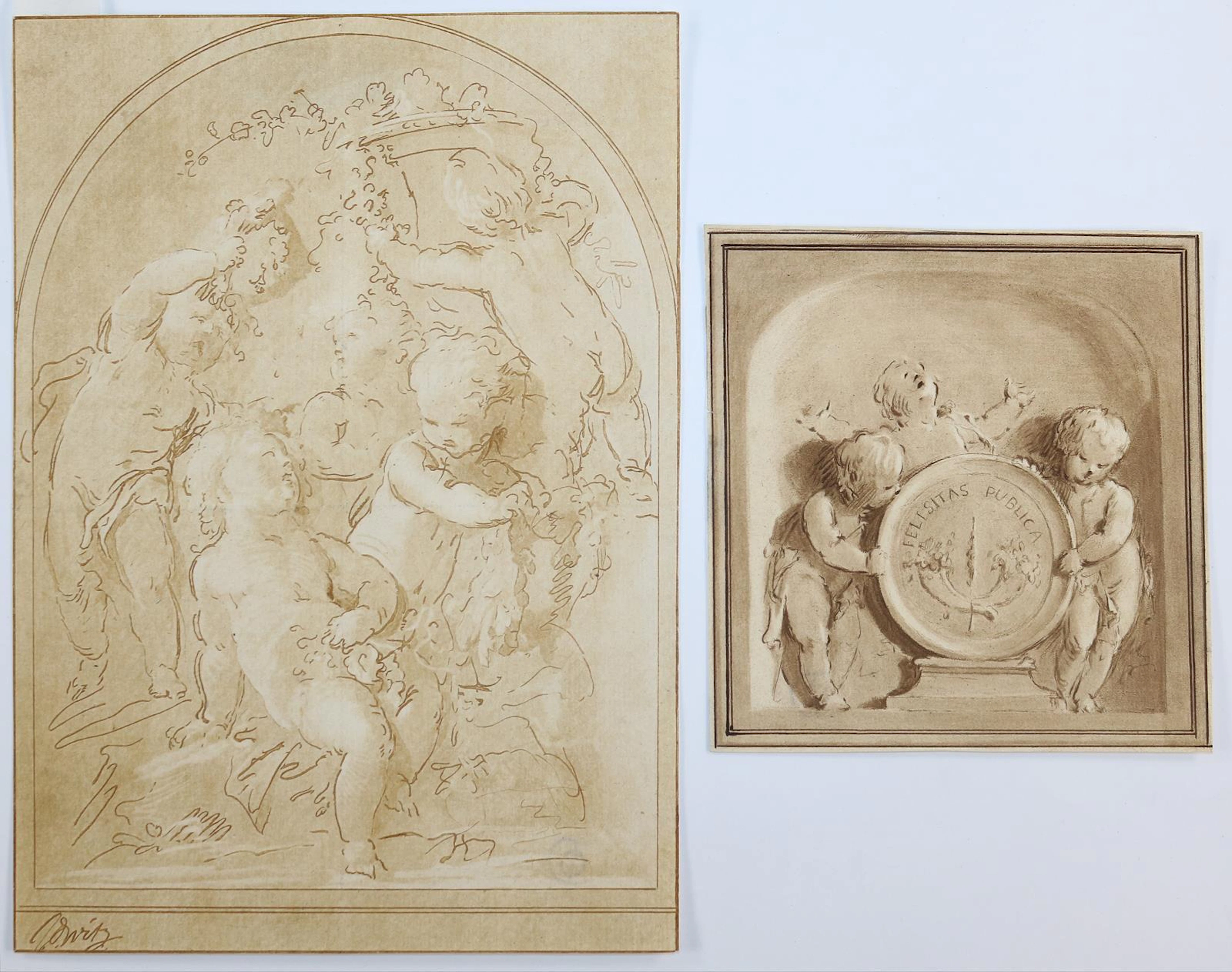 Cootwyck, Jurian (1714 Amsterdam 1798). Drei Genien halten eine Wappen.