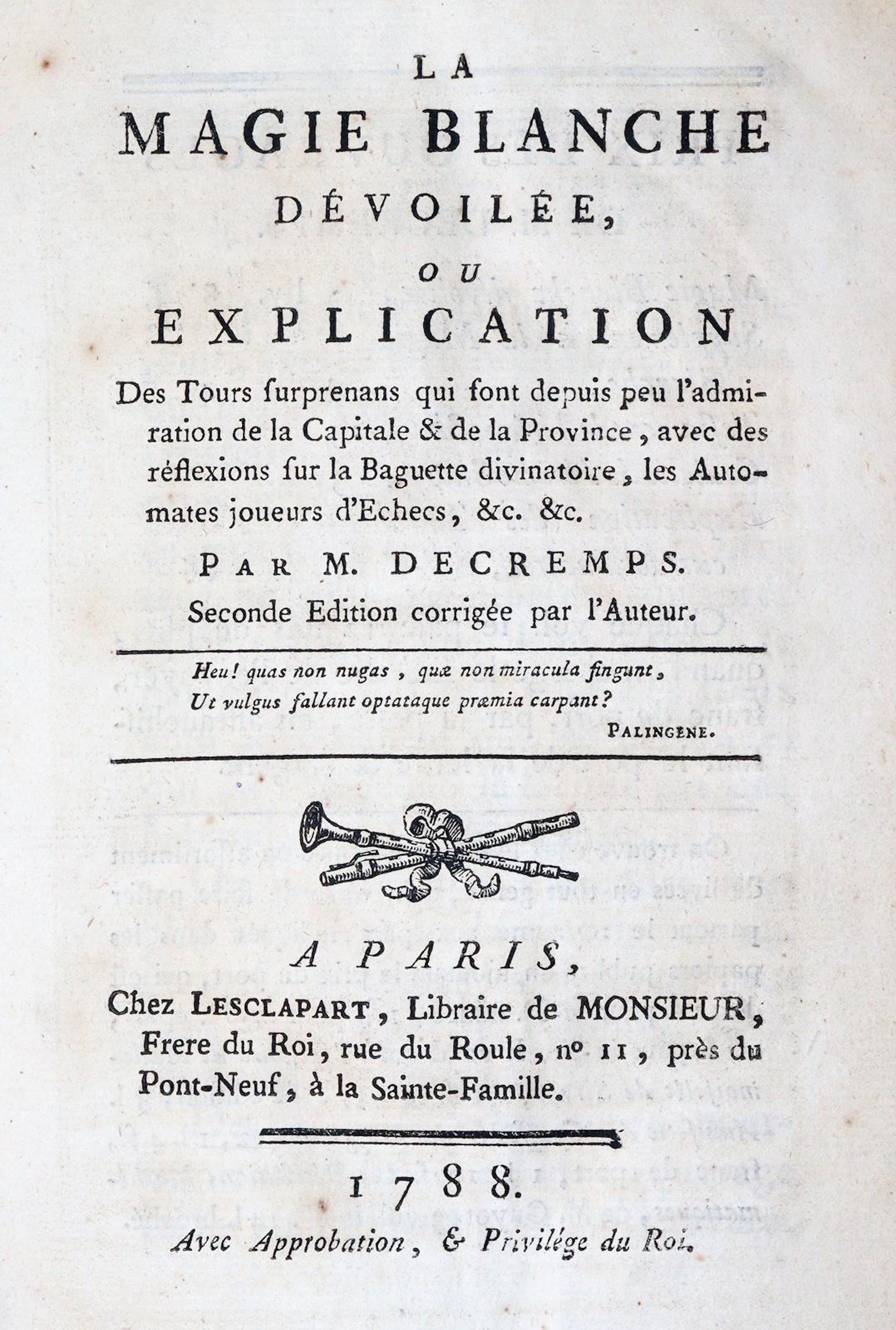 Decremps,(H.). La magie blanche devoilee