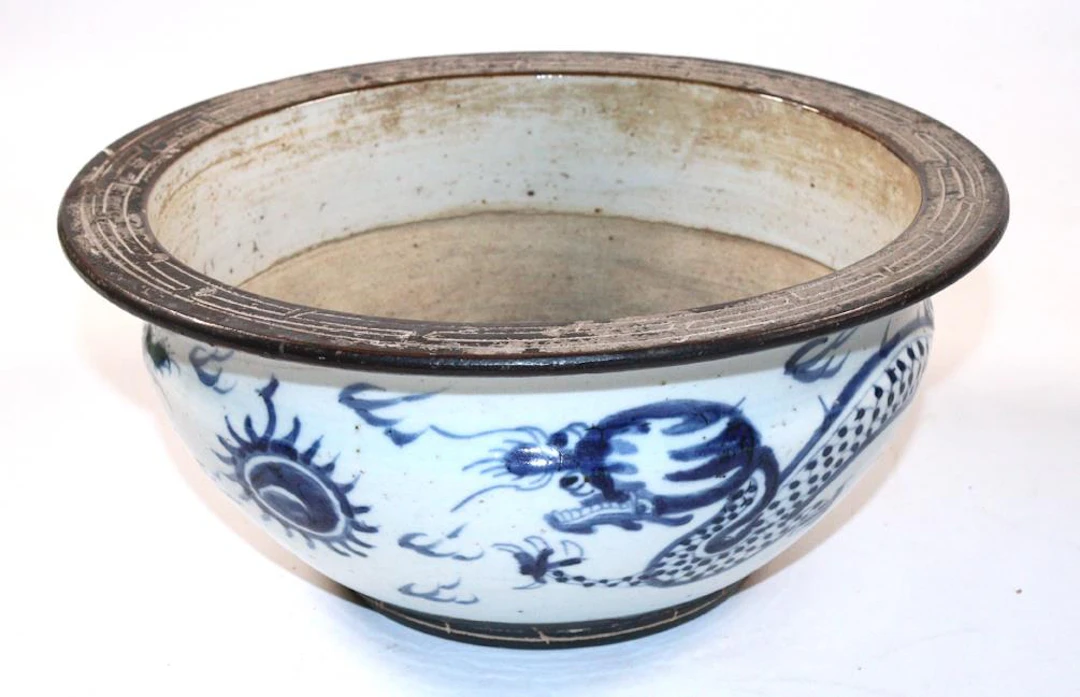 Porzellanschale wohl Mingy Dyn. Swatow. mit braunem Rand u. brauner