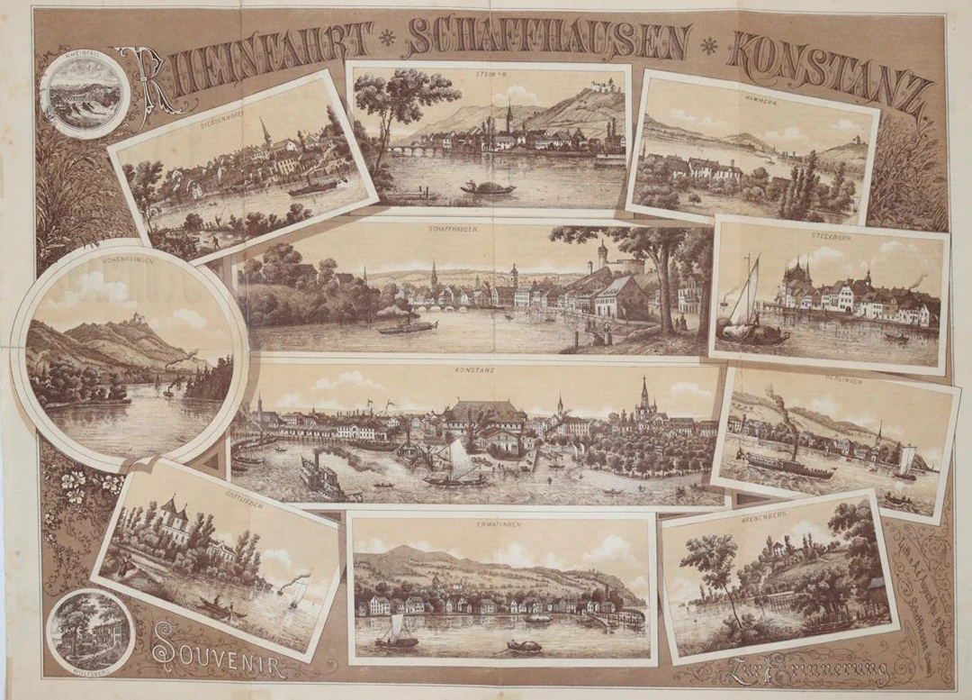 Konstanz. "Rheinfahrt von Schaffhausen nach Konstanz". Souvenirblatt