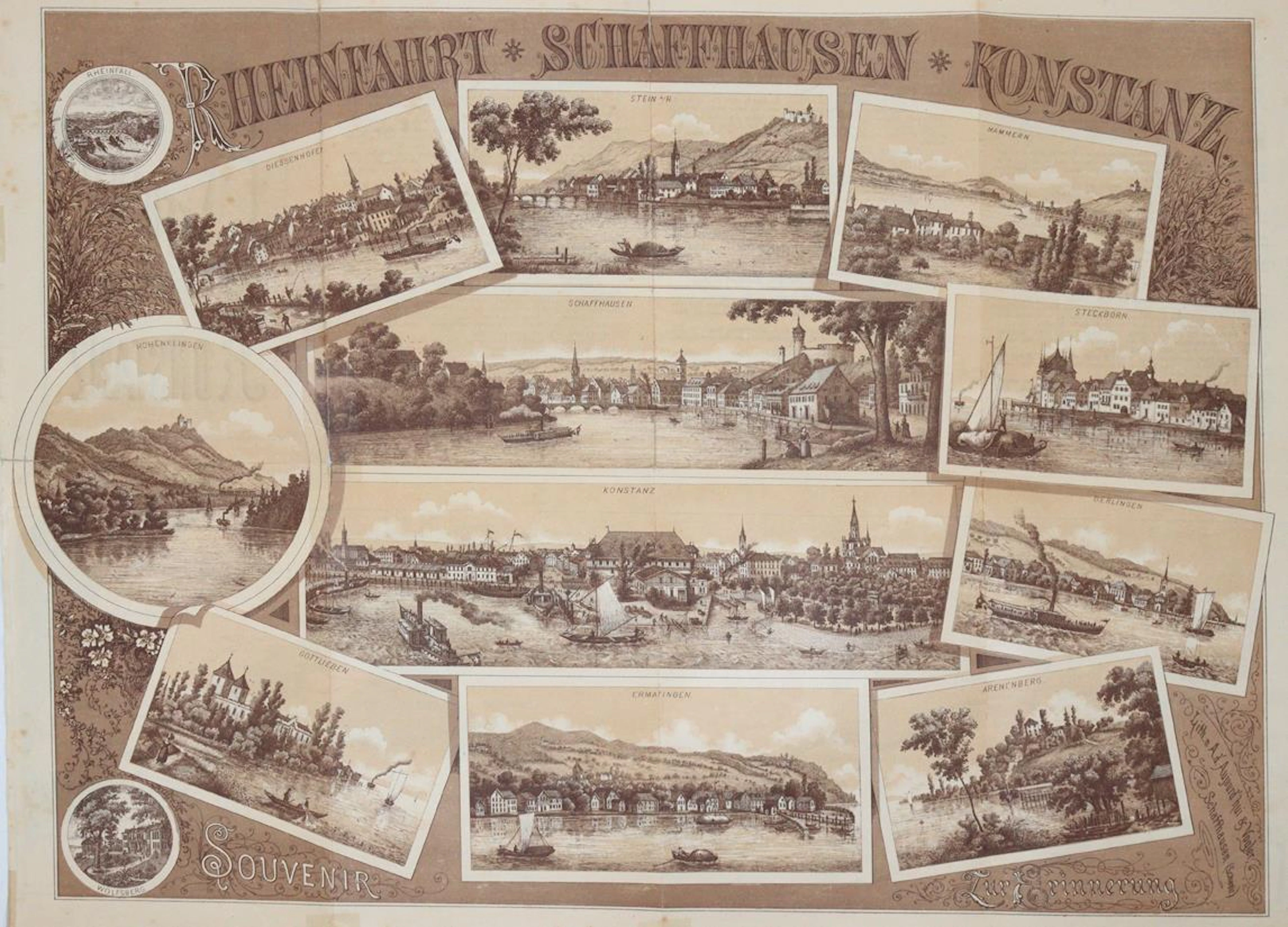 Konstanz. "Rheinfahrt von Schaffhausen nach Konstanz". Souvenirblatt
