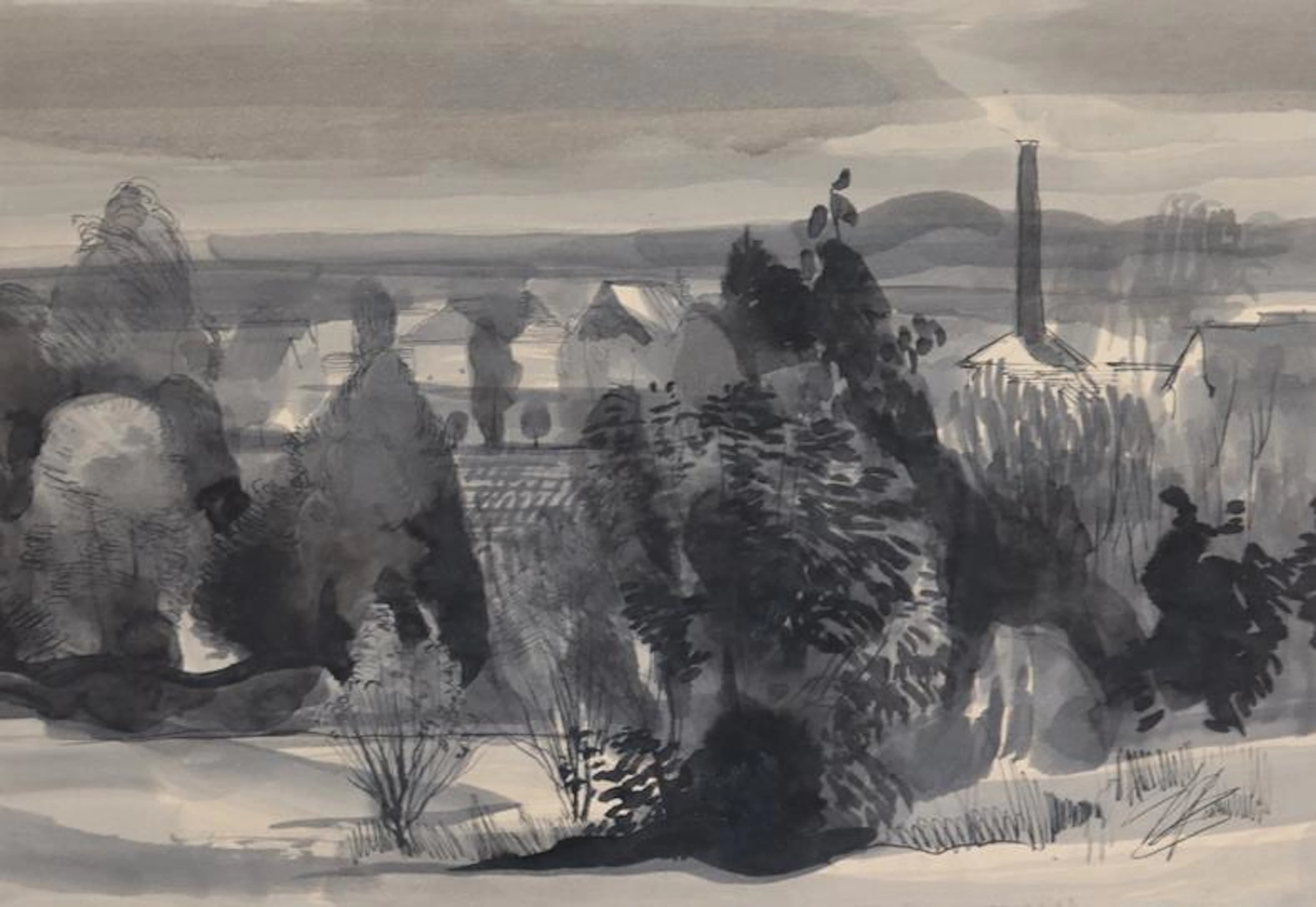 Wolf, Hans. 5 Zeichnungen. Verschiedene Motive. Landschaften