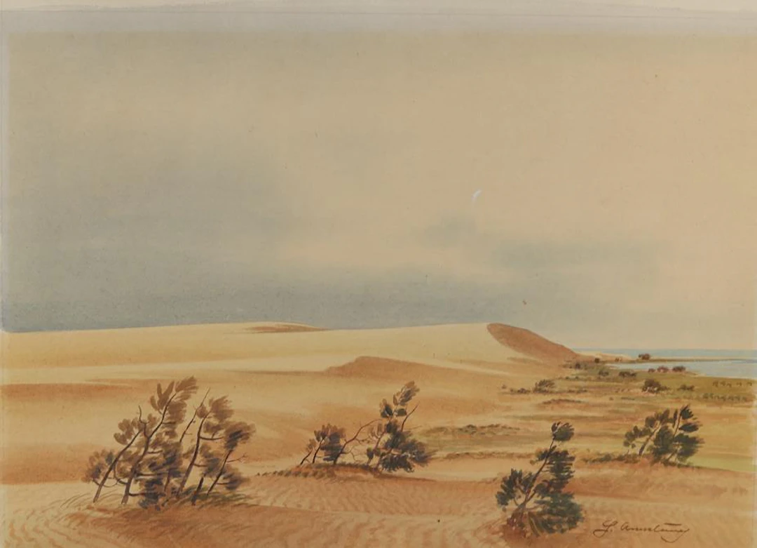 Kurische Nehrung. Düne am Meer. Aquarell auf Papier