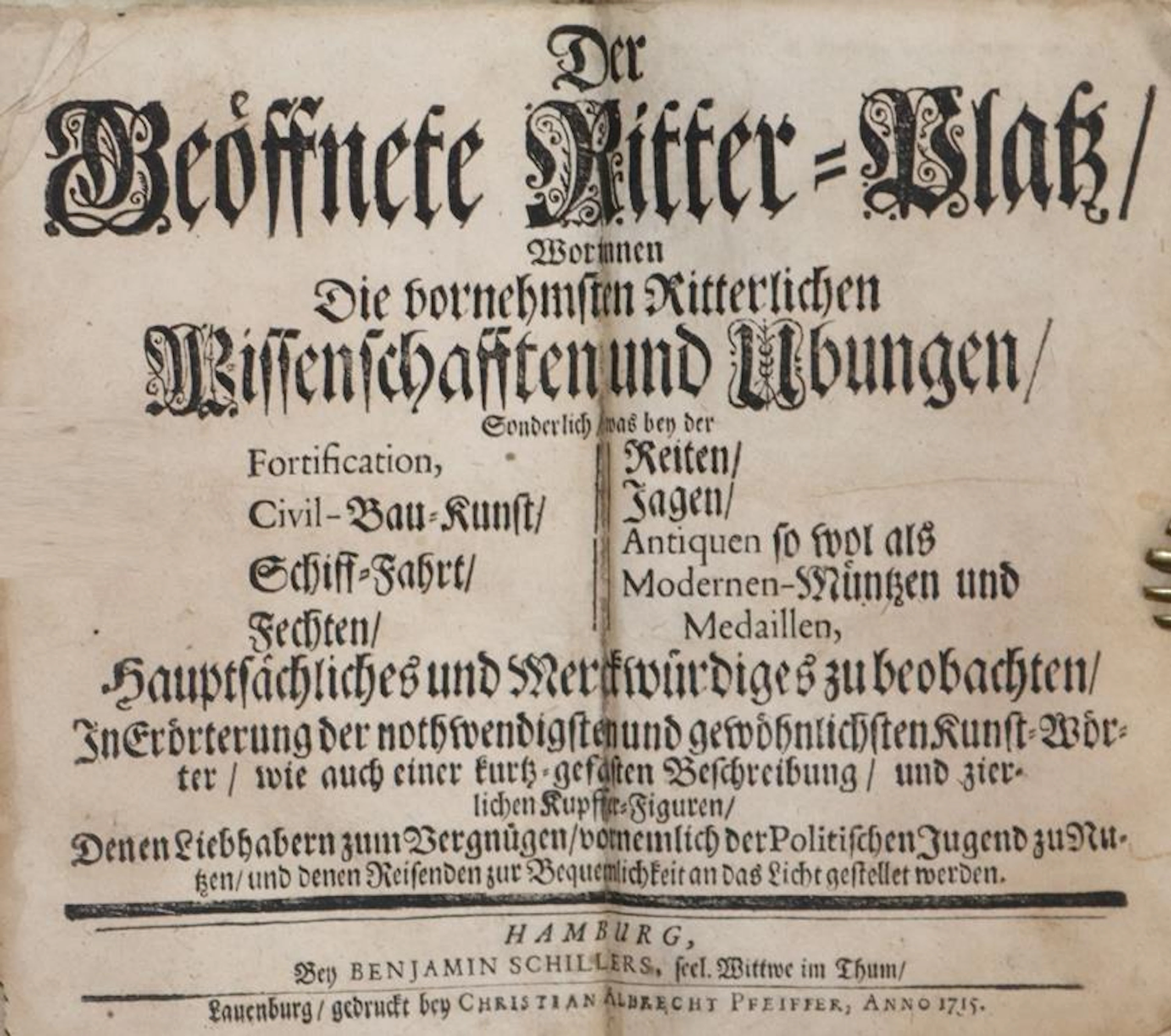 Geöffnete Ritter-Platz, Der, worinnen die vornehmsten Ritterlichen