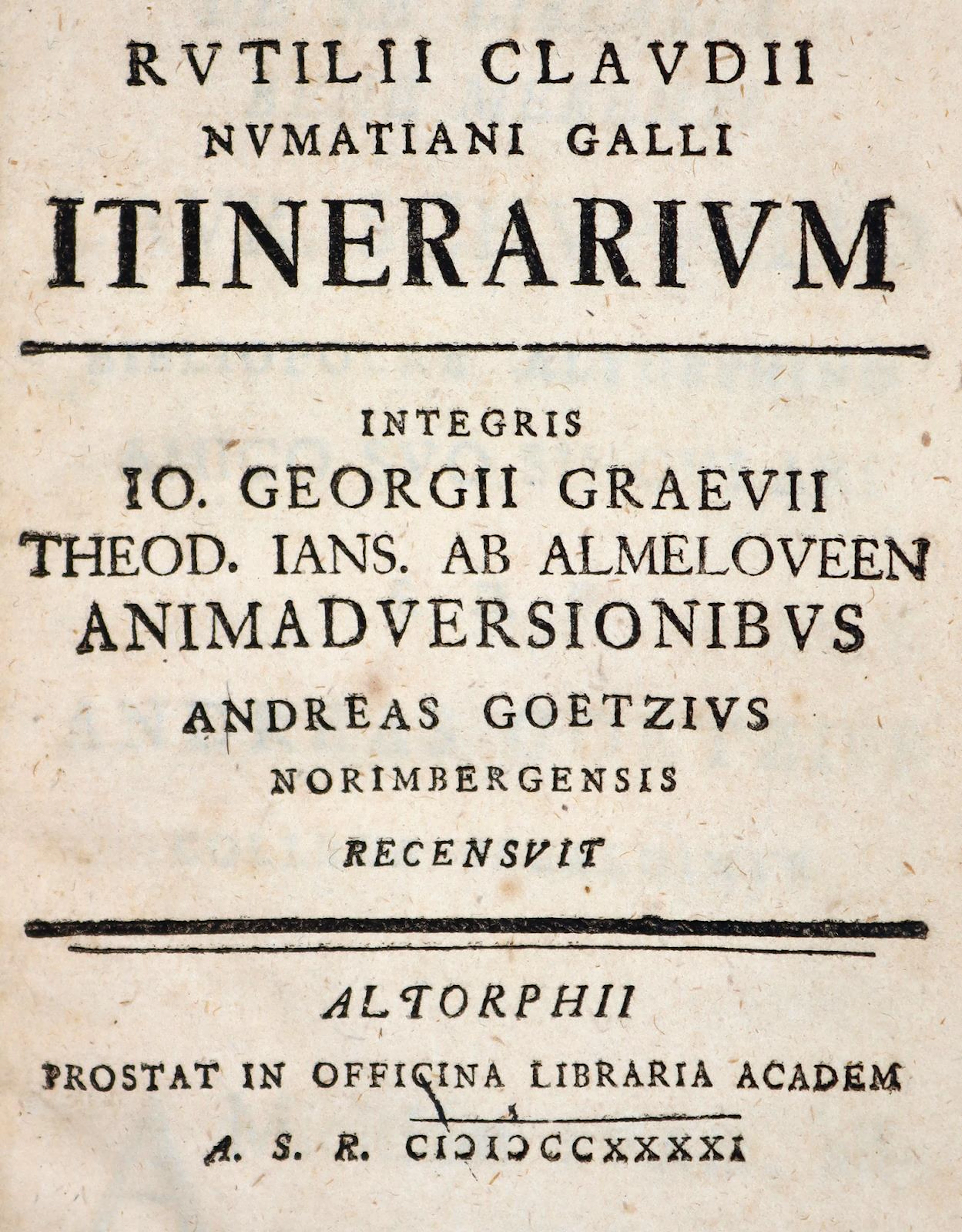 Namatianus,R.C. Itinerarium. Integris Io. Georgii Graevii... Altdorf