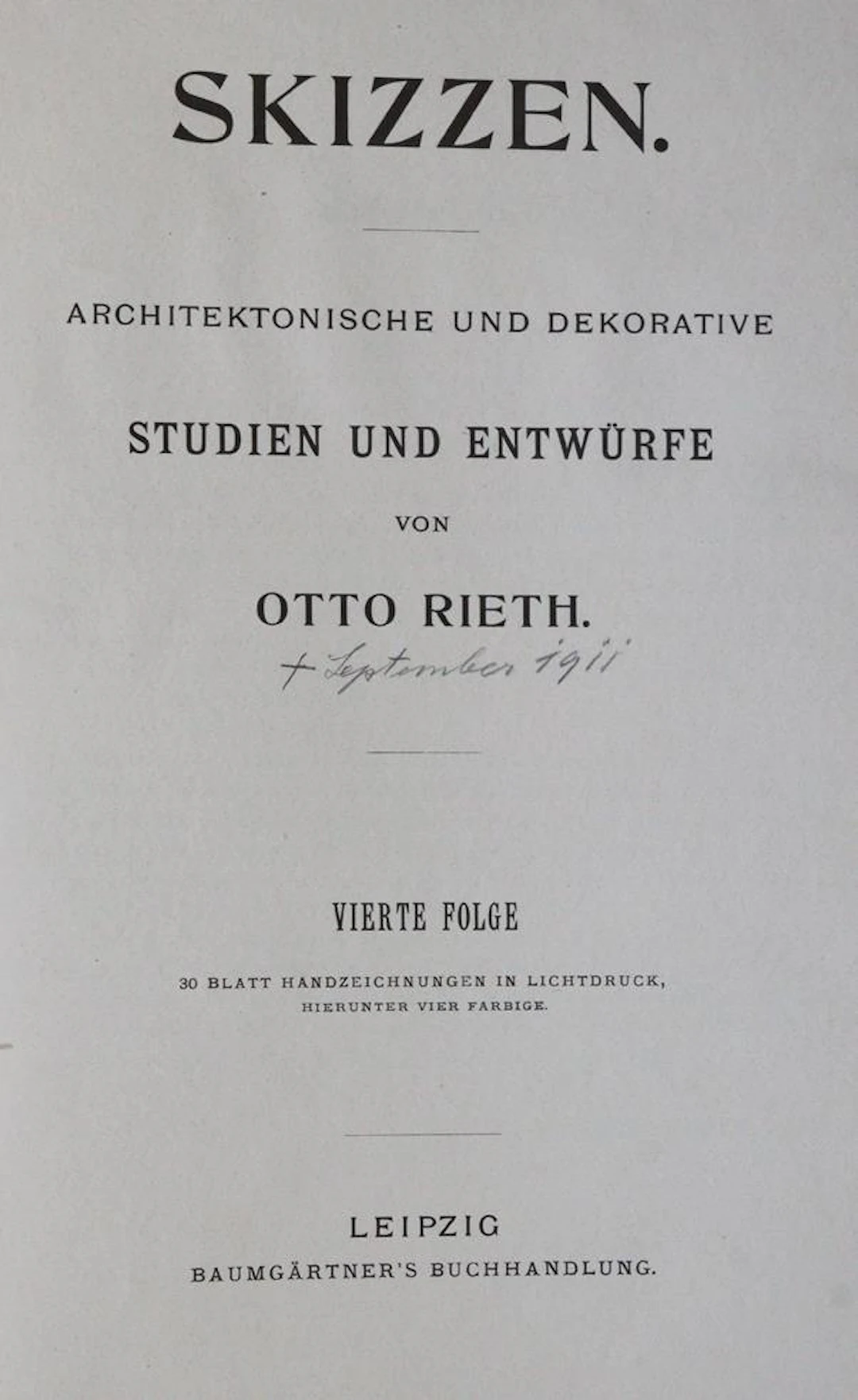 Rieth,O. Skizzen. Architektonische und decorative Studien und Entwürfe.