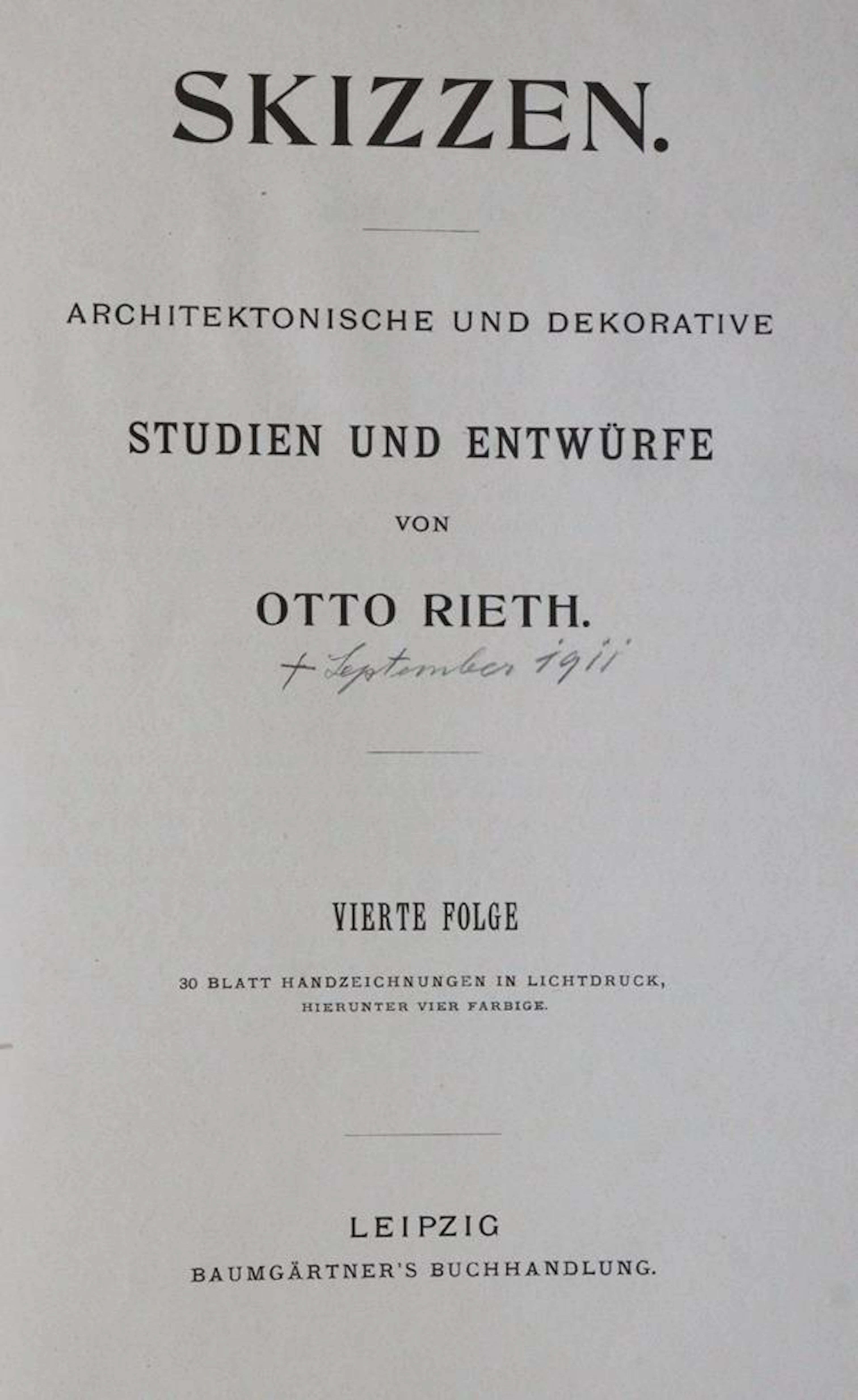 Rieth,O. Skizzen. Architektonische und decorative Studien und Entwürfe.