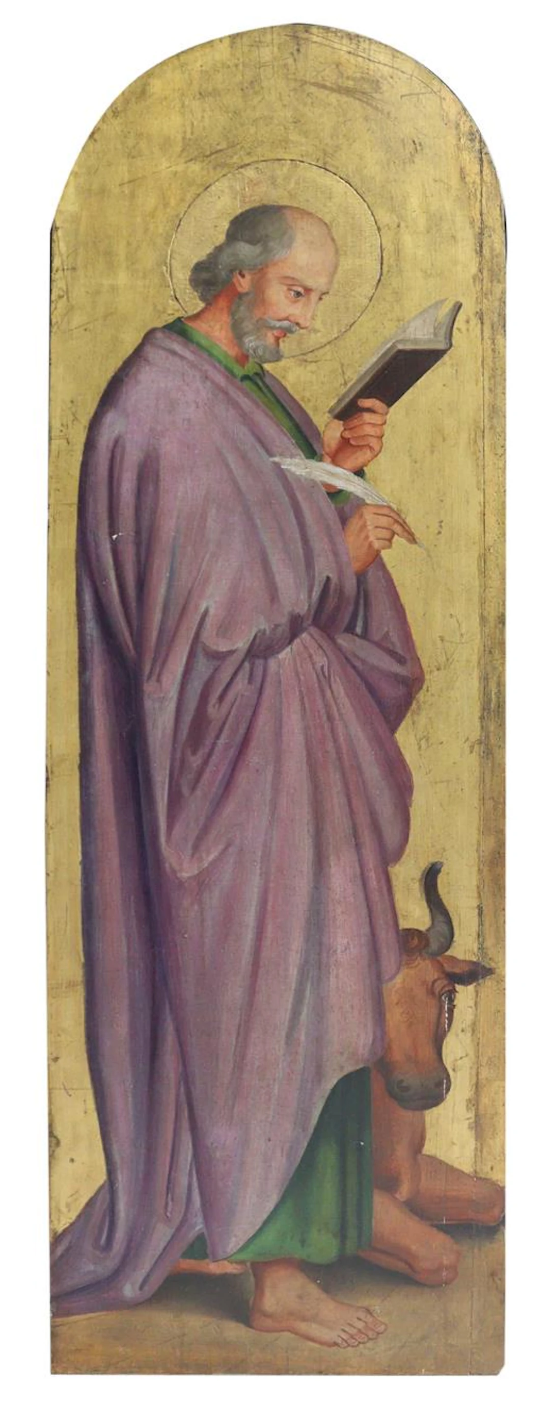 Evangelisten vor Goldgrund auf vier Holztafeln. Neugotische Altarbilder.