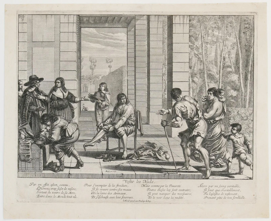 Bosse, Abraham (1602 Tours - Paris 1676). Vestir les Nuds. Radierung