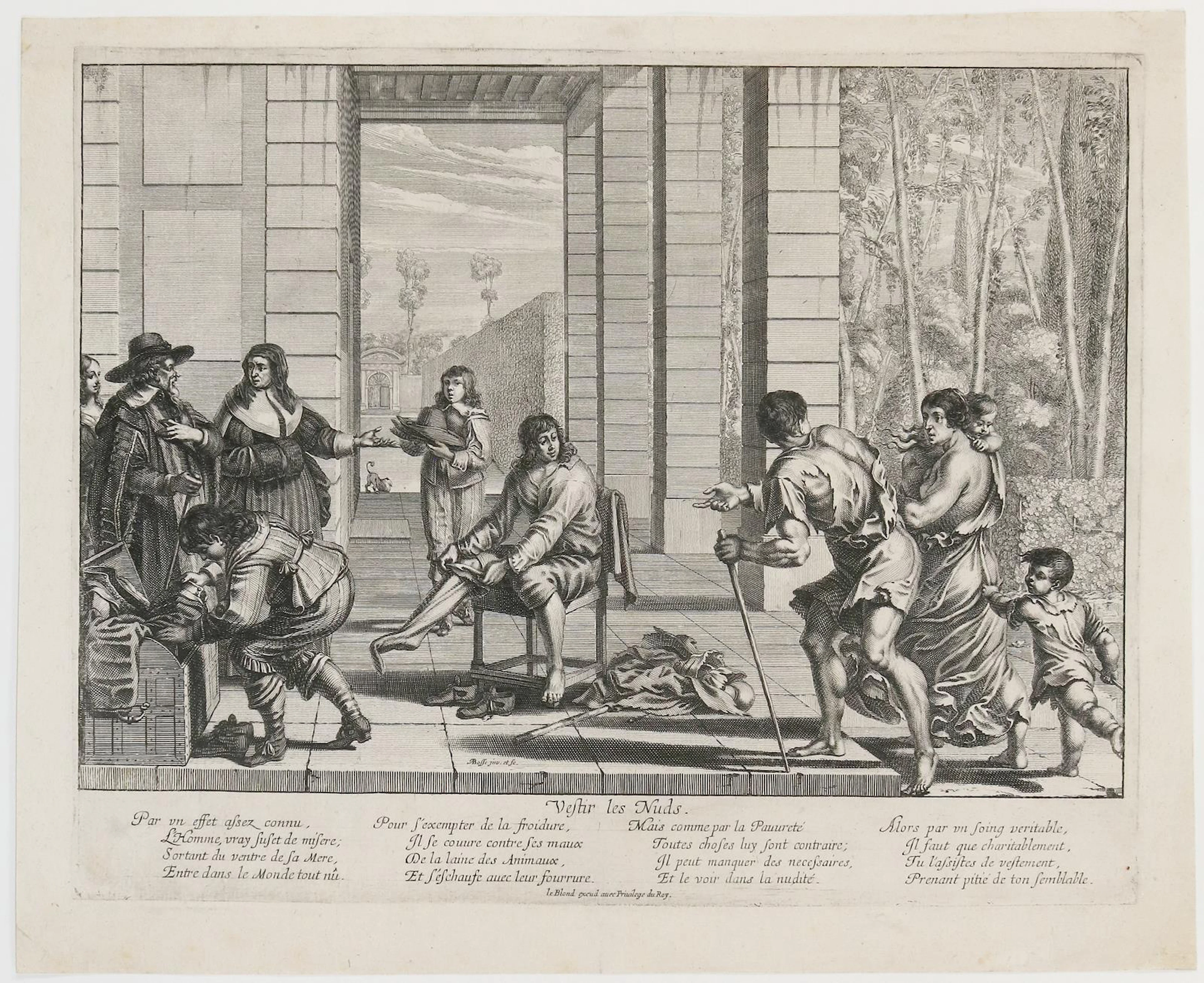 Bosse, Abraham (1602 Tours - Paris 1676). Vestir les Nuds. Radierung