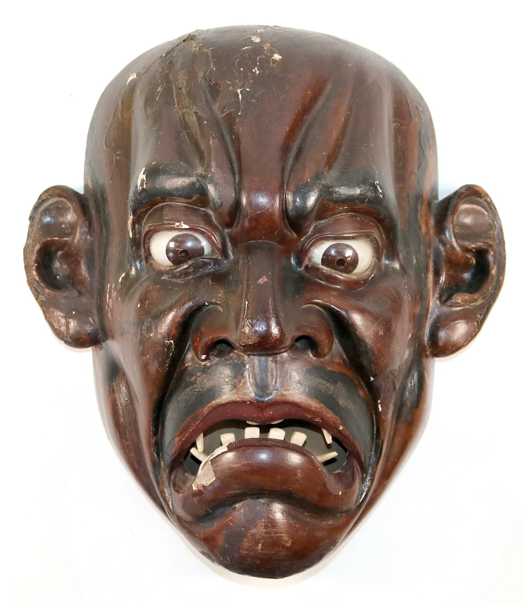 Monumentale Maske Iki Ningyo No Theater. Sehr große Maske Holz