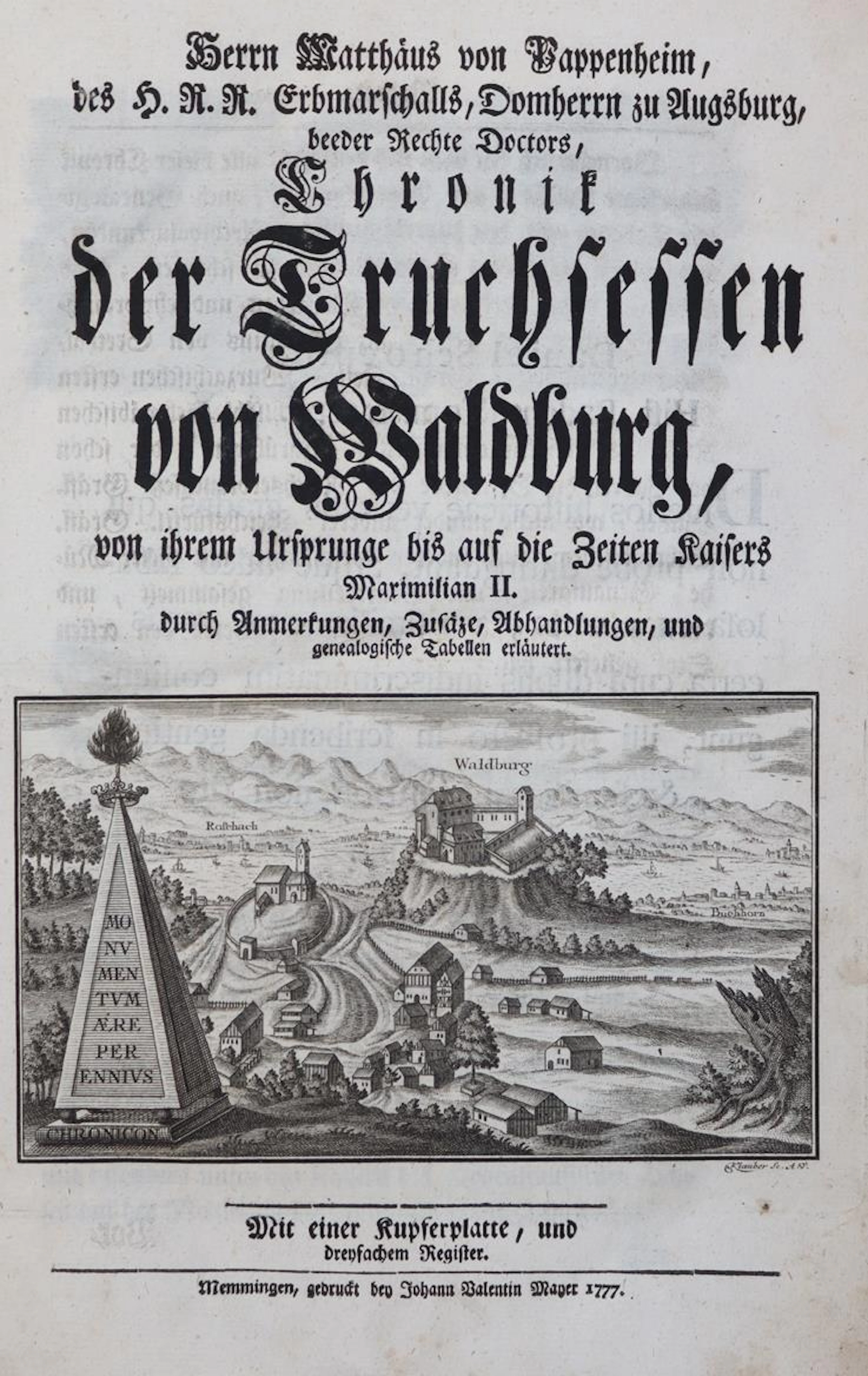 Pappenheim,M.v. Chronik der Truchsessen zu Waldburg von ihrem Ursprunge