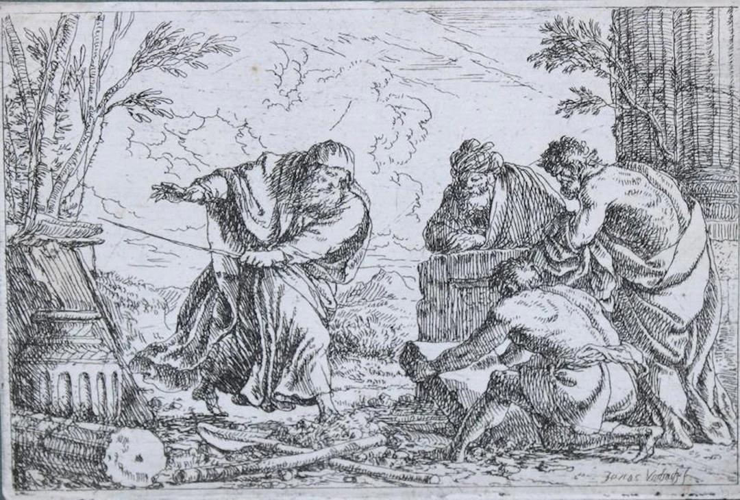 Umbach, Jonas (1624 Augsburg 1693). Treasures in Ruinen. Radierung