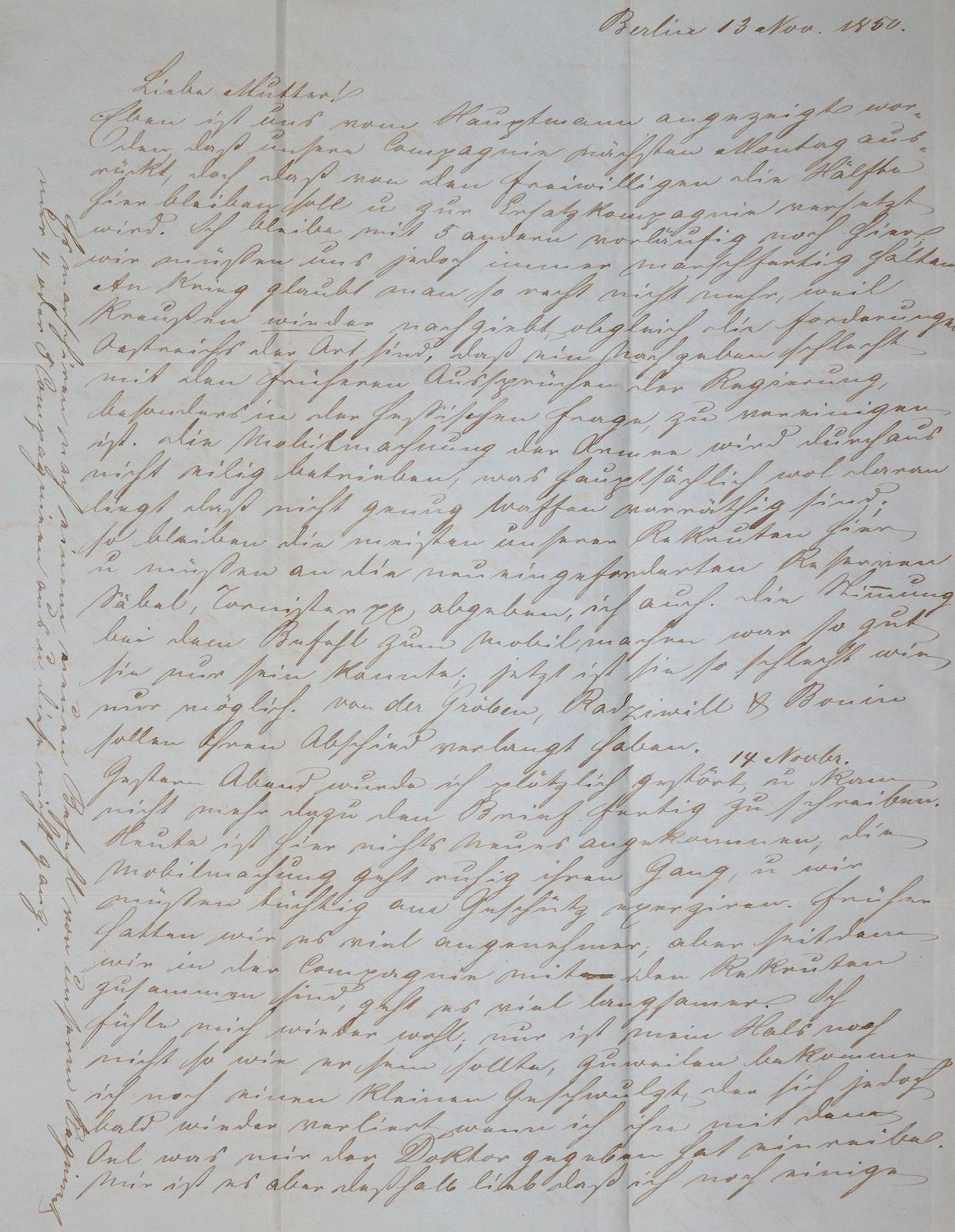 Engels, Emil jüngerer Bruder von Friedich Engels (1828-1884). Brief