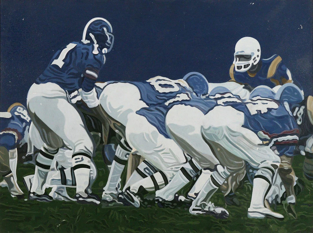 Wal, Fred van de (1942 Renkum). American foodball (1985). Öl auf Platte.