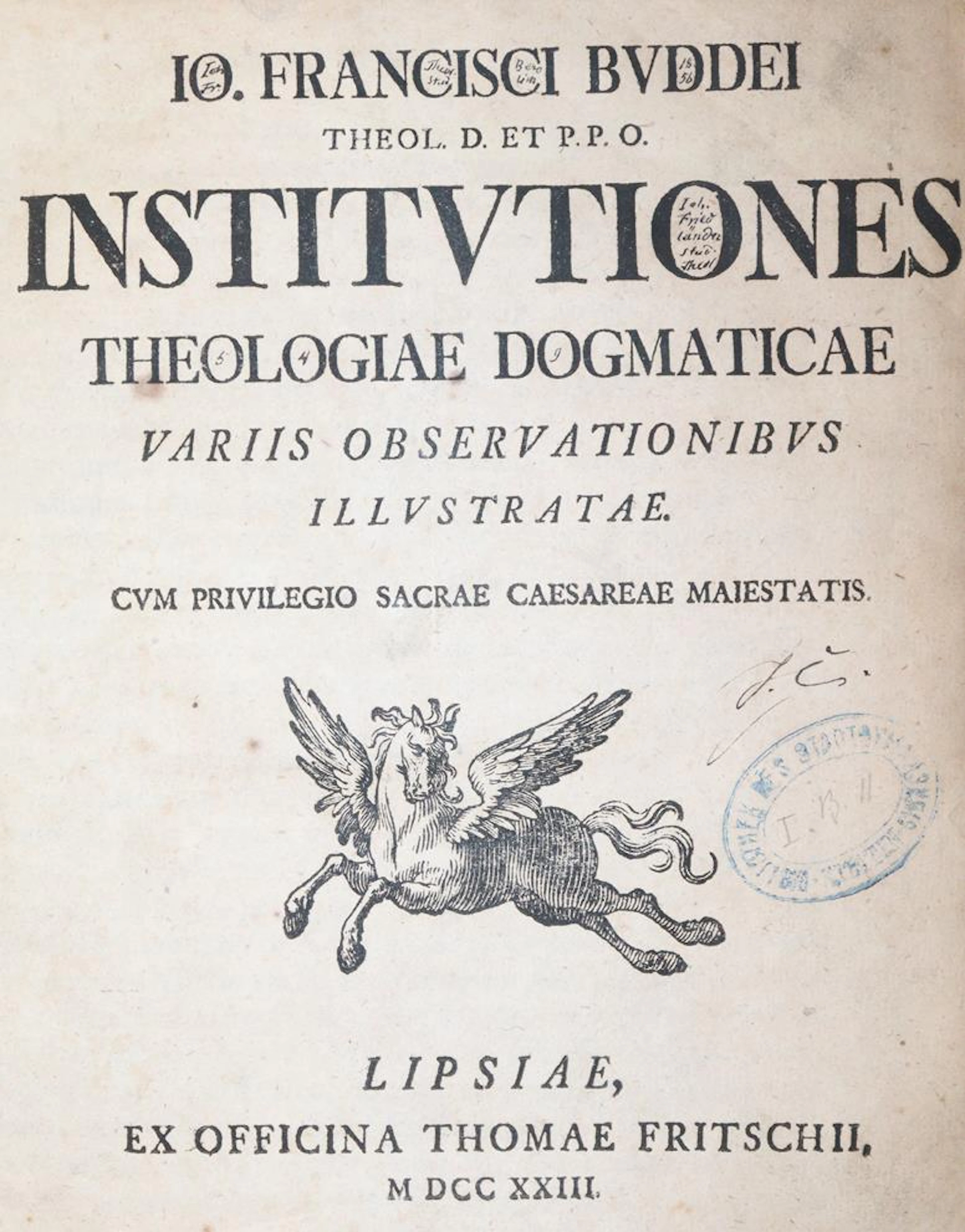 Buddeus,J.F. Institutiones theologiae dogmaticae variis observationibus