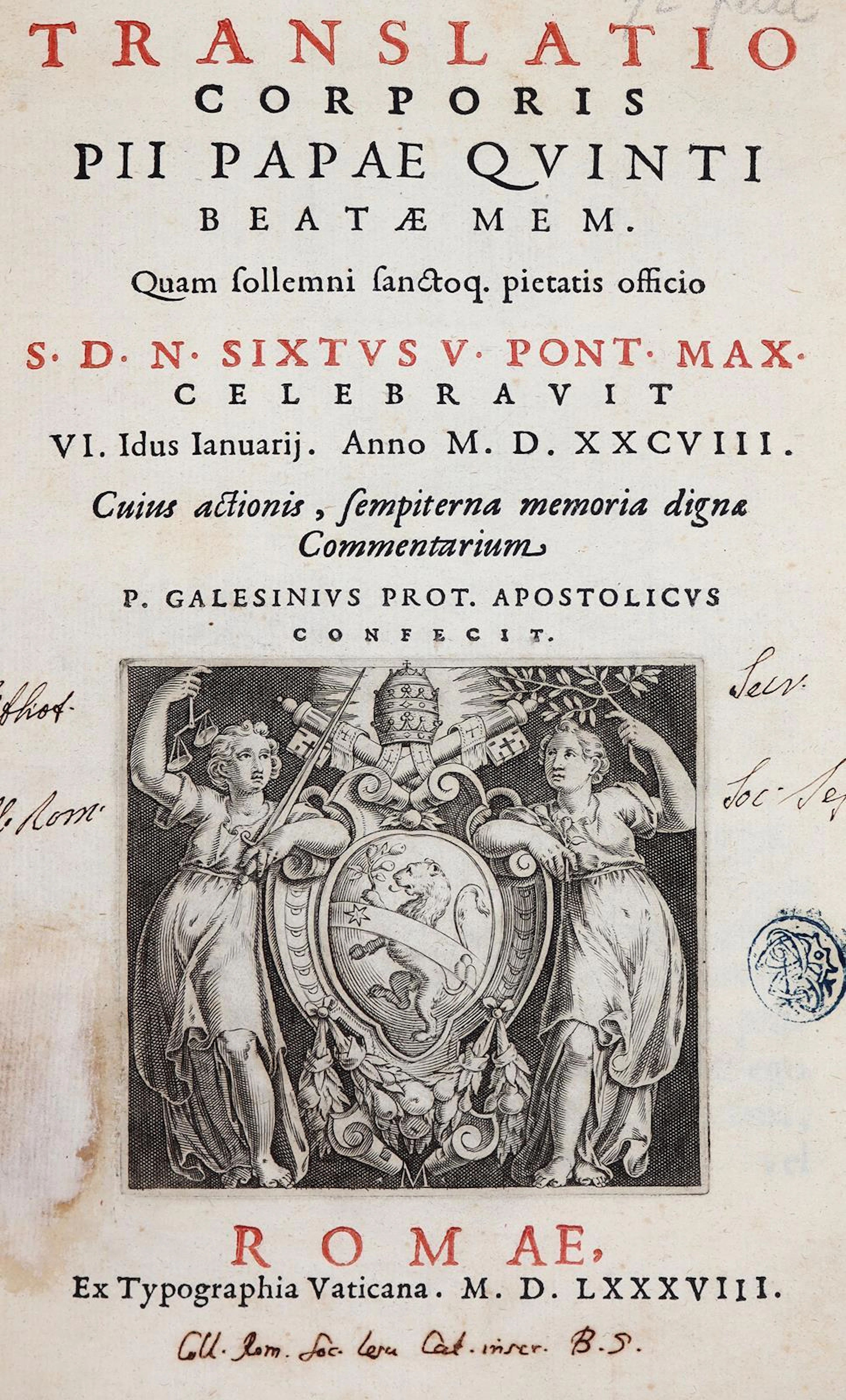 Galesini,P. Translatio corporis Pii Papae Quinti. Rom