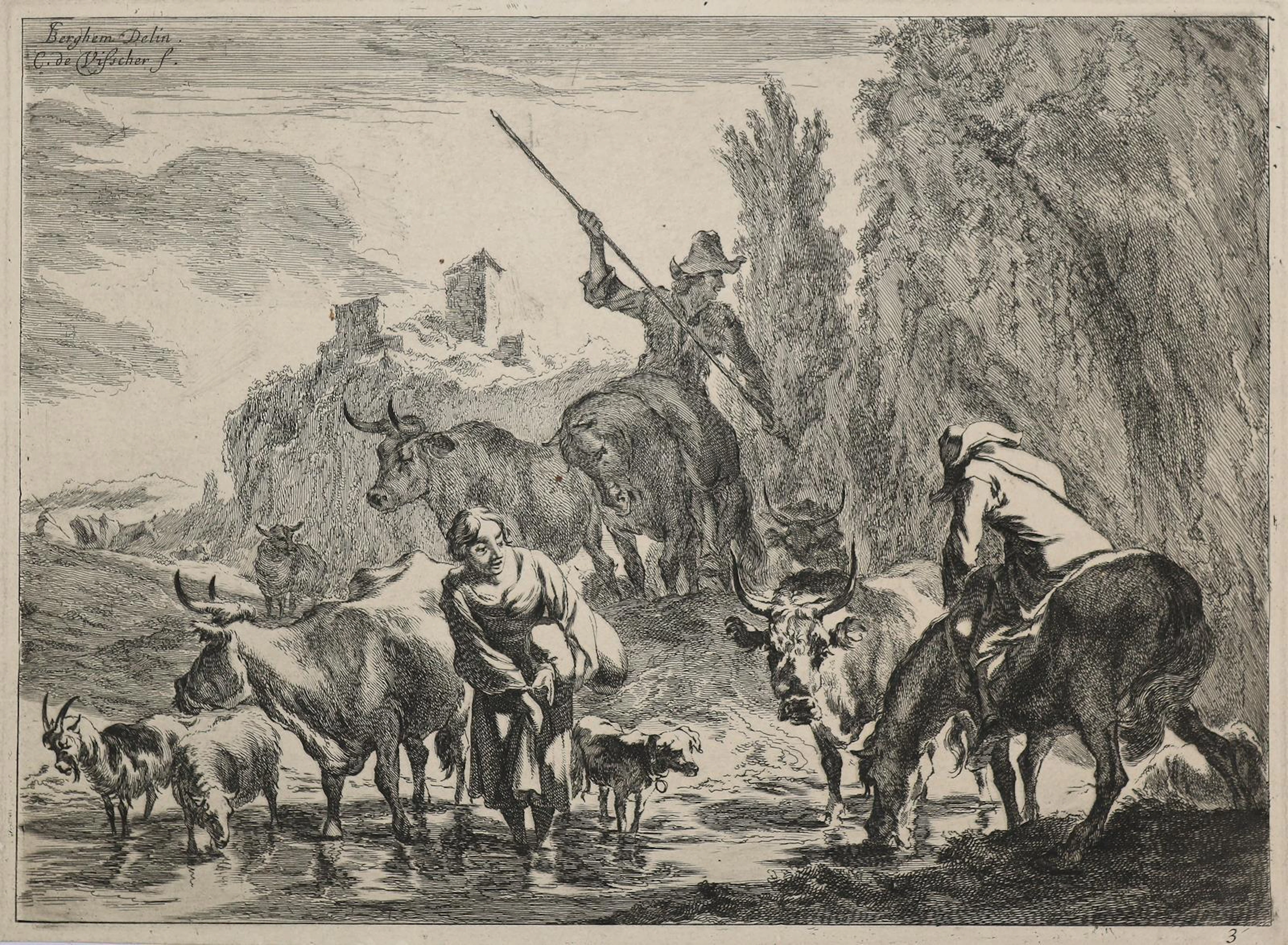 Visscher II, Cornelis (1629 Amsterdam 1658). Frau mit Hirten