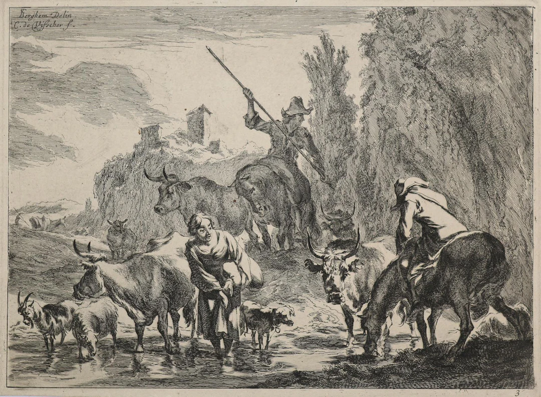 Visscher II, Cornelis (1629 Amsterdam 1658). Frau mit Hirten