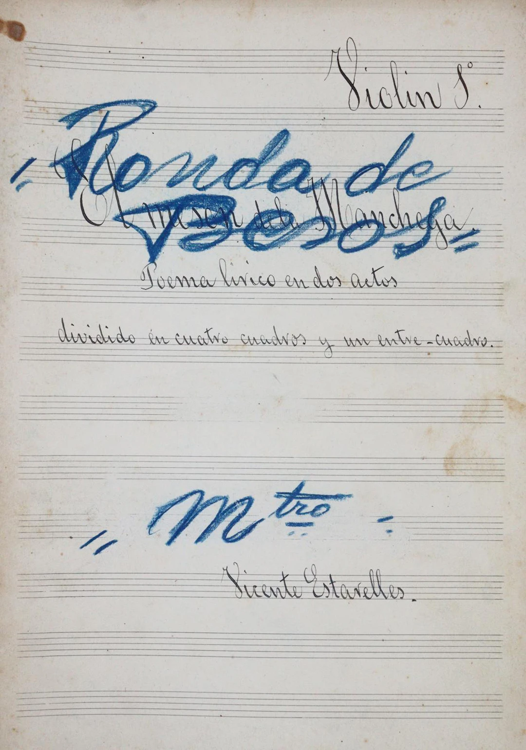 Estarelles,V. Ronda de Besos. Poema lirico en dos actos