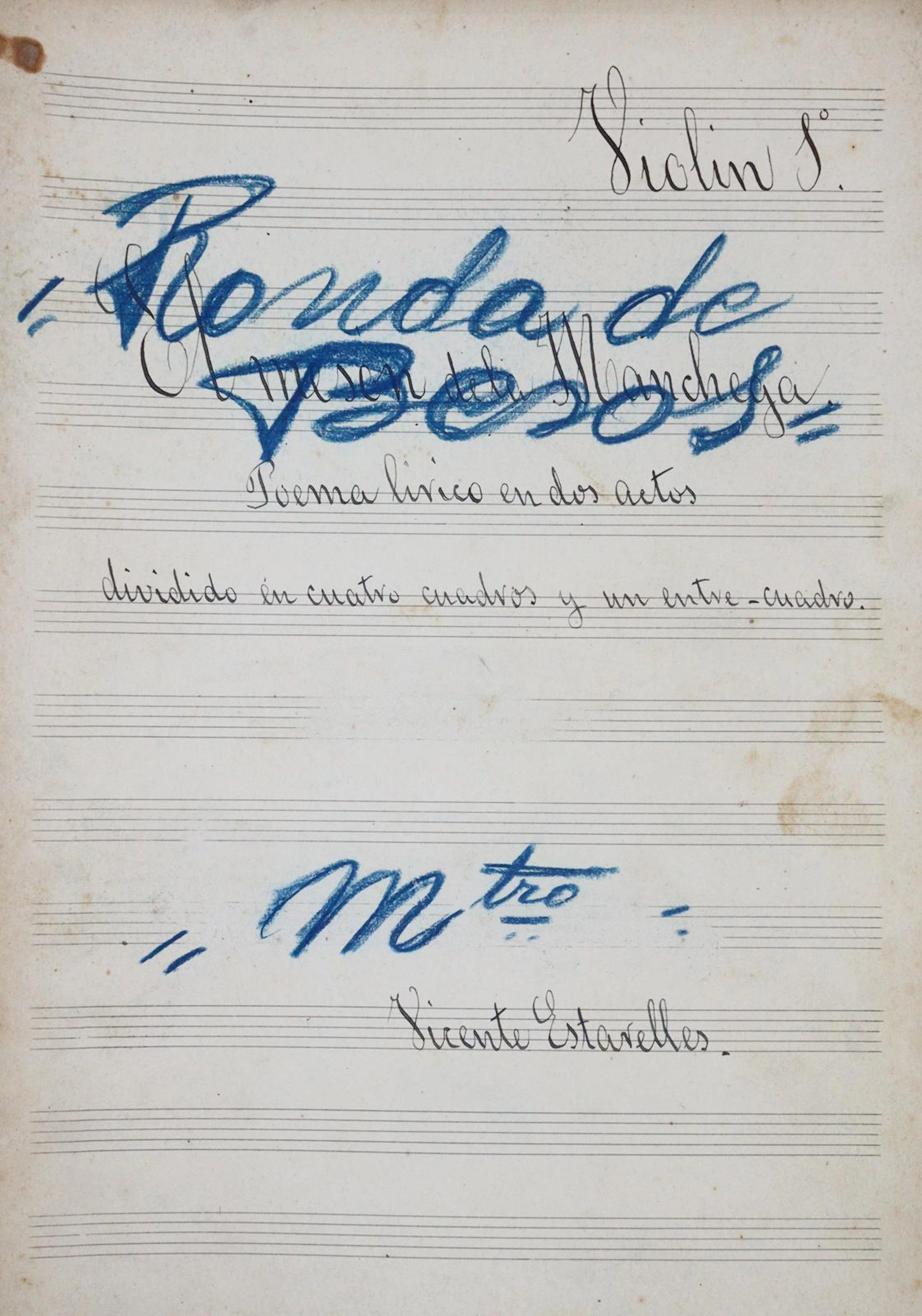 Estarelles,V. Ronda de Besos. Poema lirico en dos actos