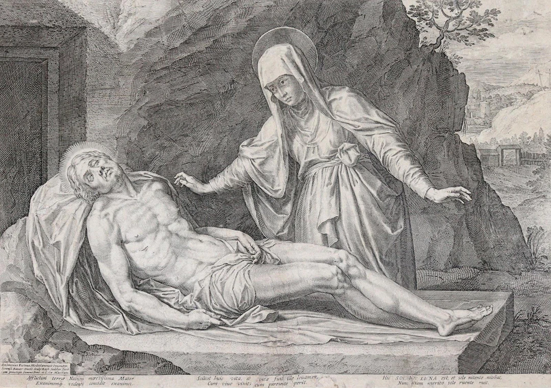 Sadeler, Raphael I (1560 Antwerpen - München 1632). Pieta. Der Leichnam Jesu