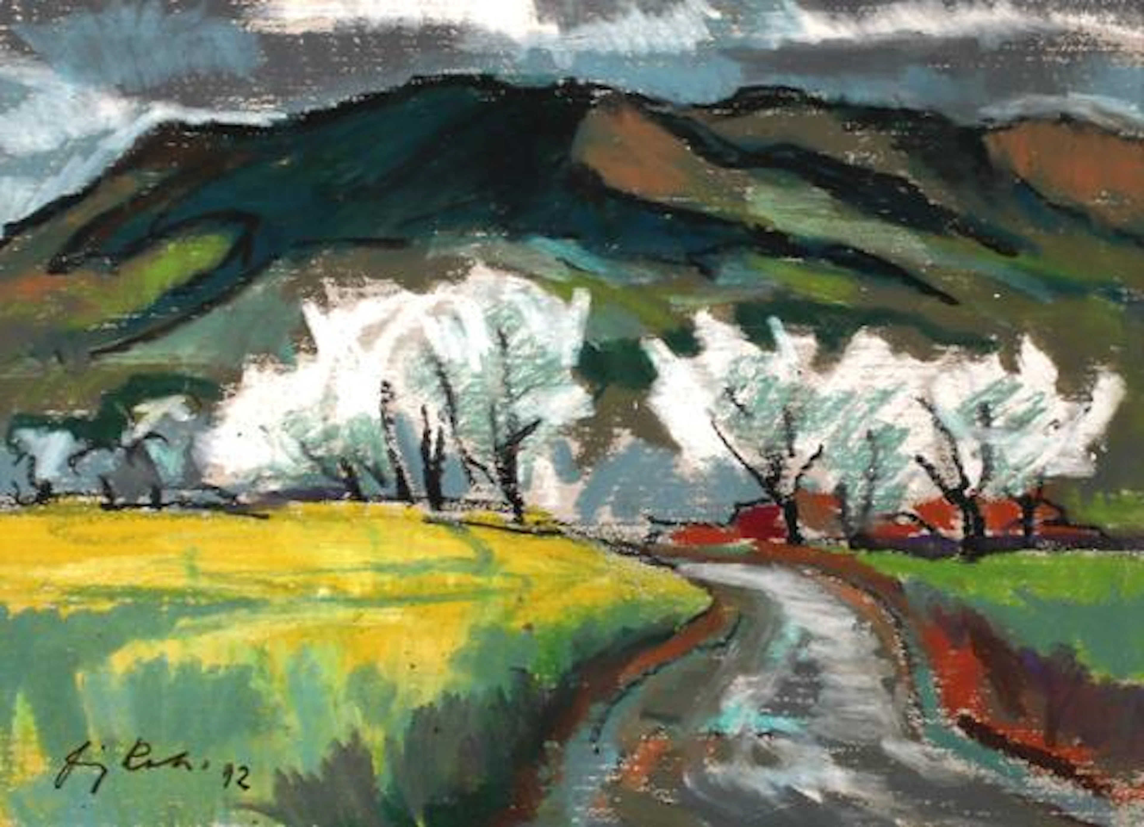 Kohlstädt, Fritz (1921 Stuttgart - Pforzheim 2000). Frühling im Hang.