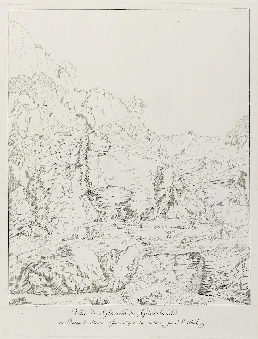 Aberli, Johann Ludwig (1723-1786). Vue de Glaciers de Grindelwald.