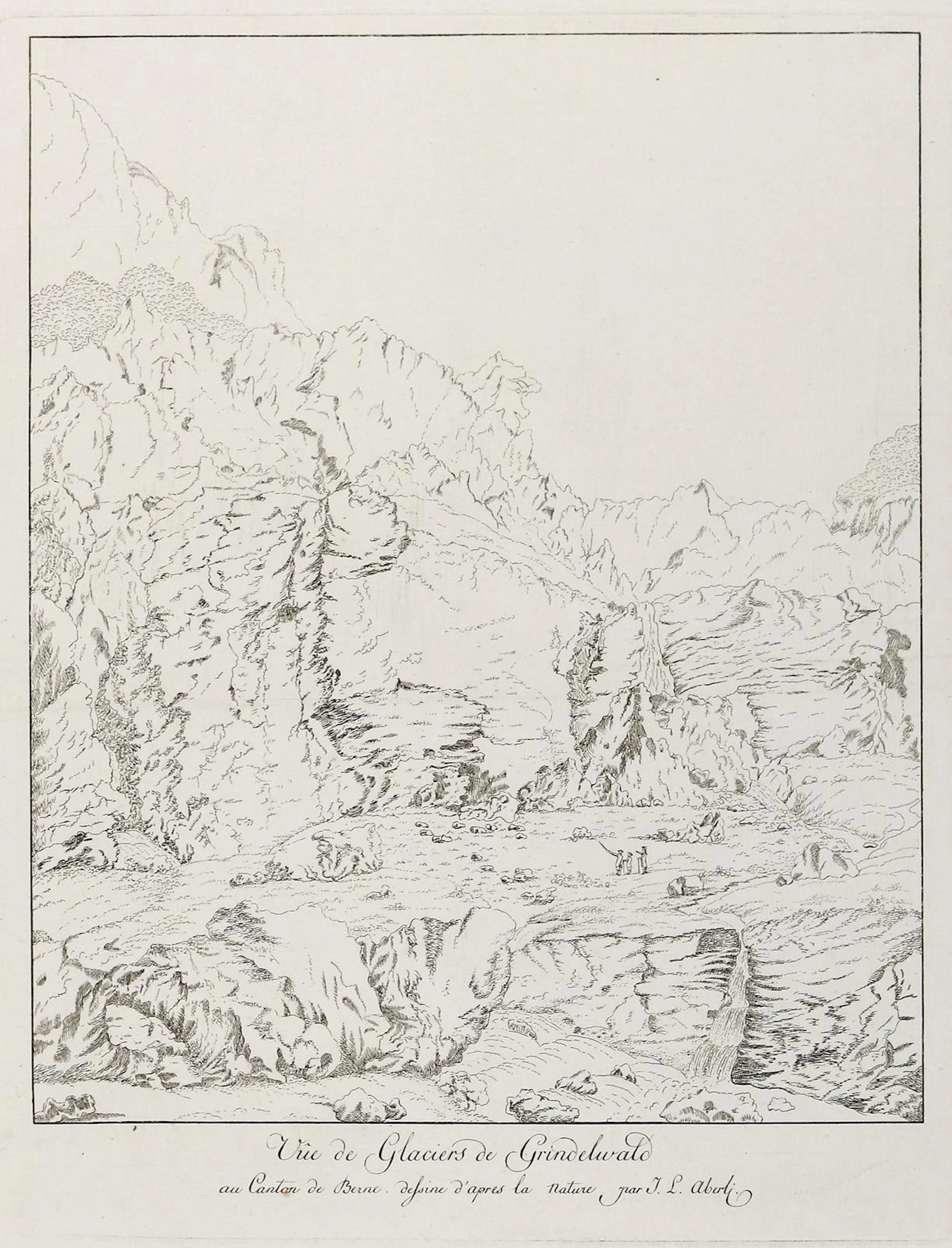 Aberli, Johann Ludwig (1723-1786). Vue de Glaciers de Grindelwald.