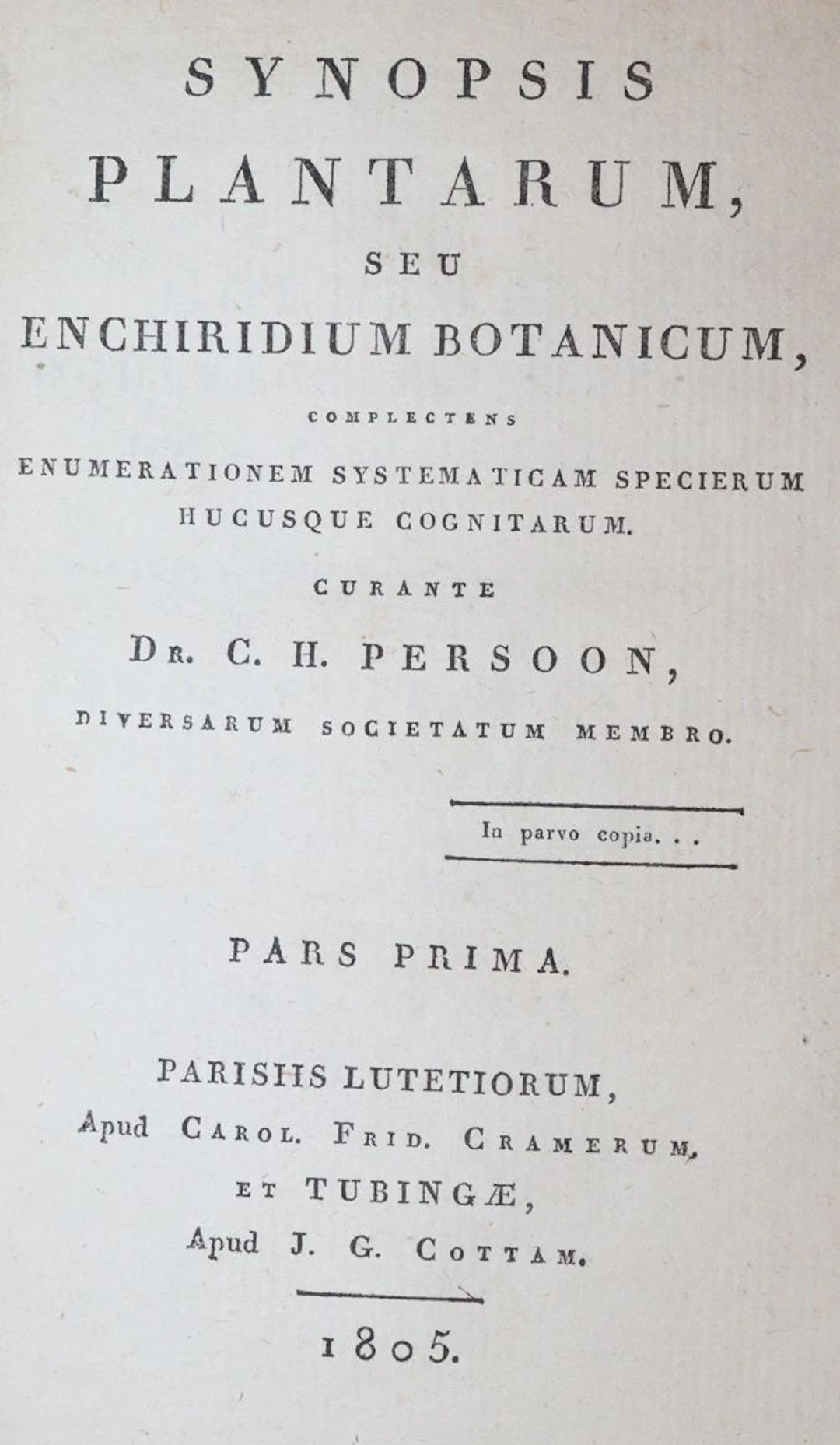 Persoon,C.H. Synopsis plantarum