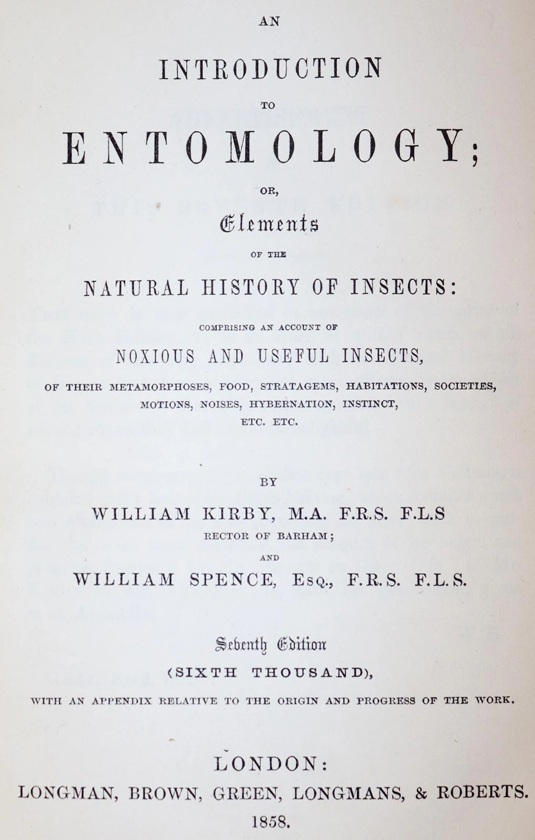 Kirby,W. u. W.Spence. An introduction to entomology; or