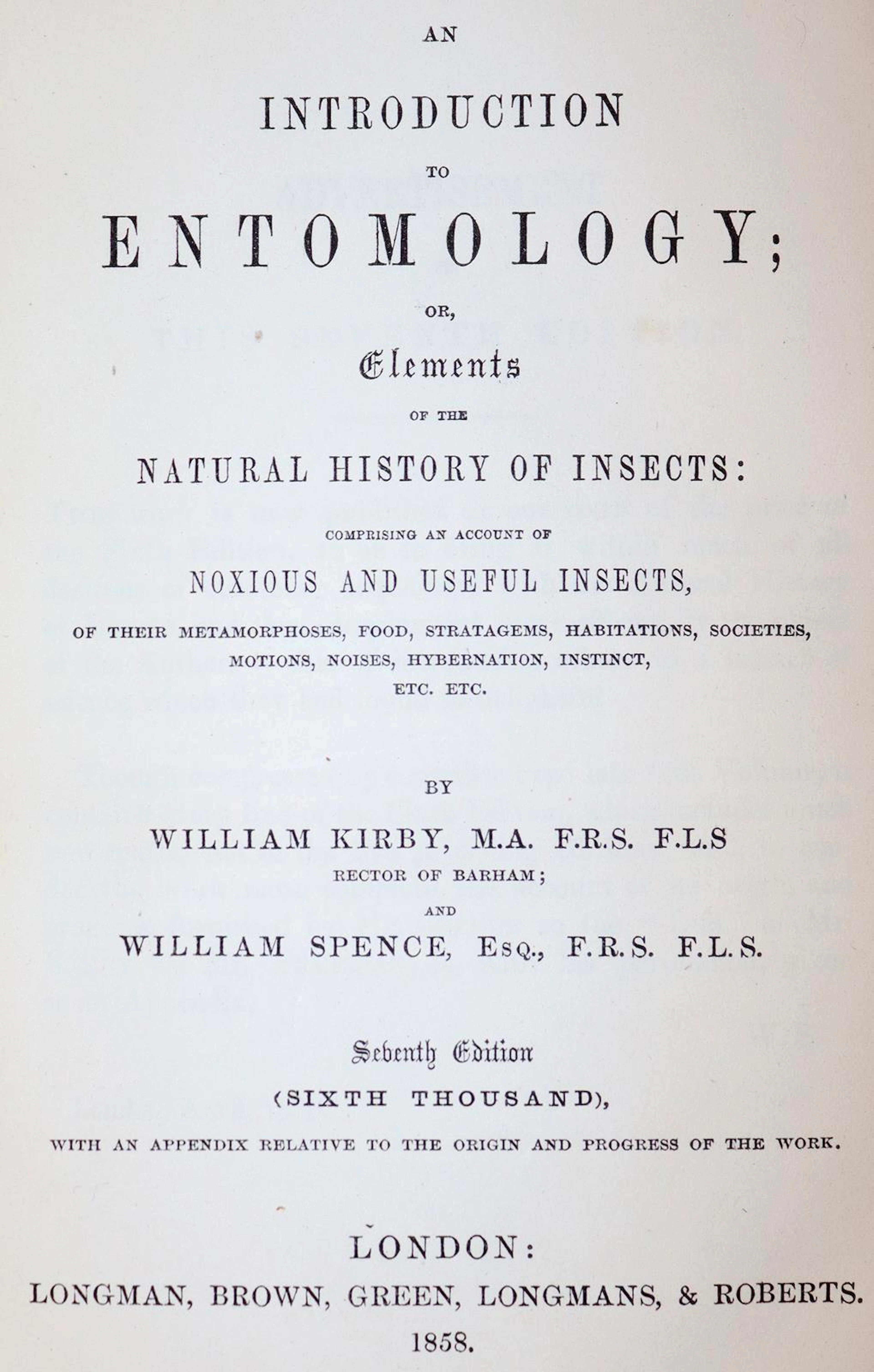 Kirby,W. u. W.Spence. An introduction to entomology; or