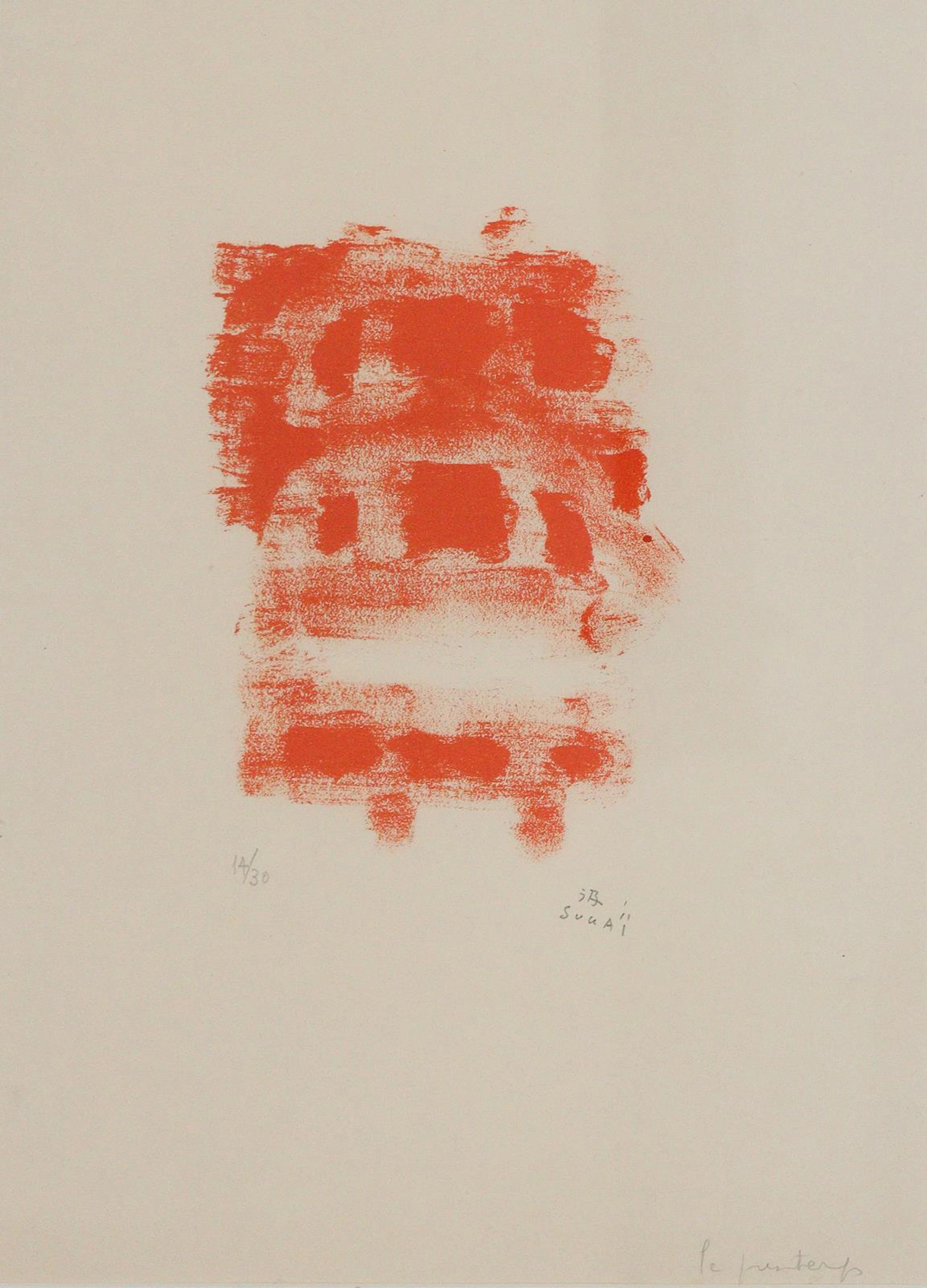 Sugai, Kumi (1919 Kobe 1996). Le Printemps. Lithographie in Rot. Auf