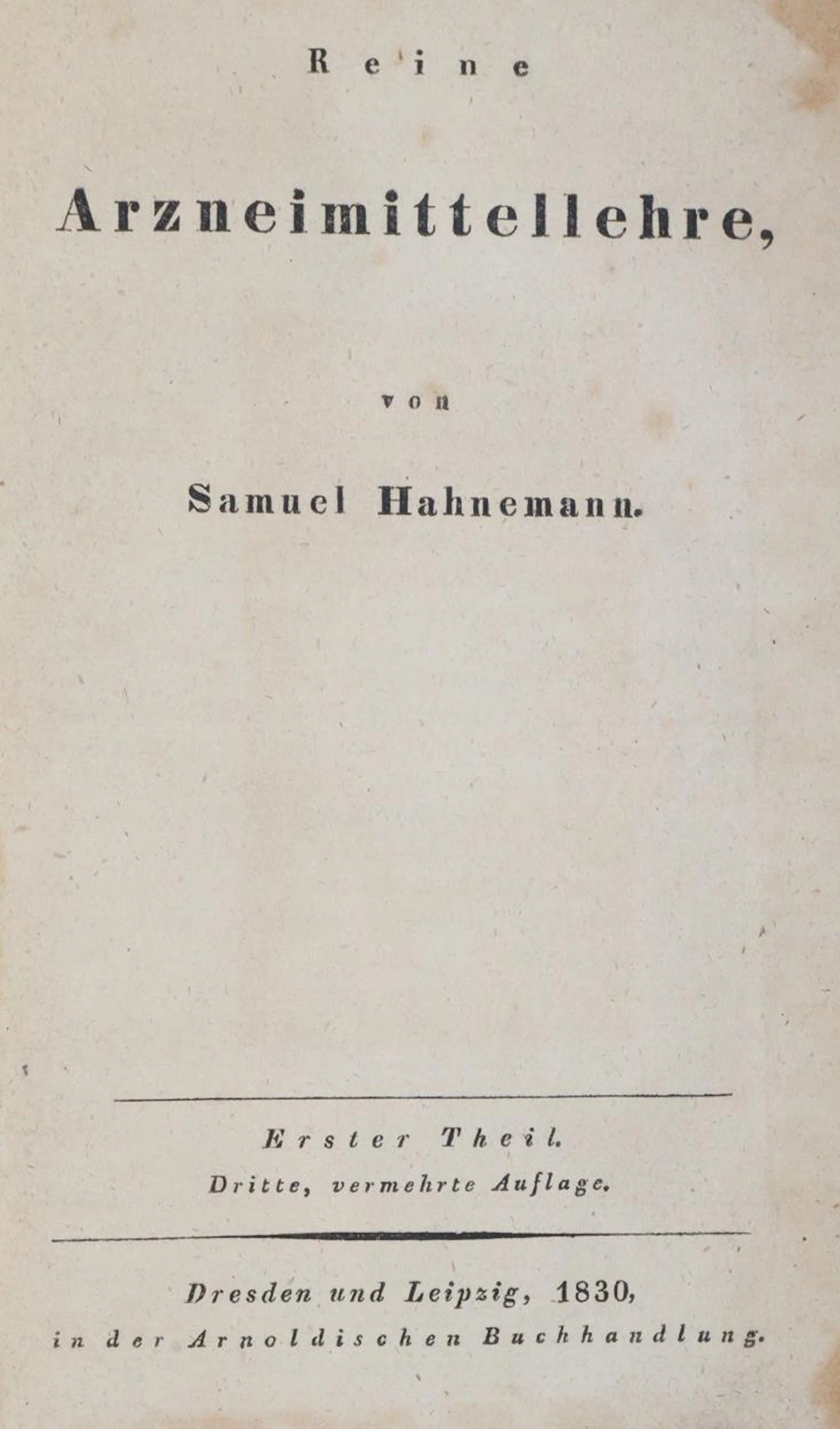 Hahnemann,S. Reine Arzneimittellehre. Mischaufl. 6 Bde. Drsdn. u.