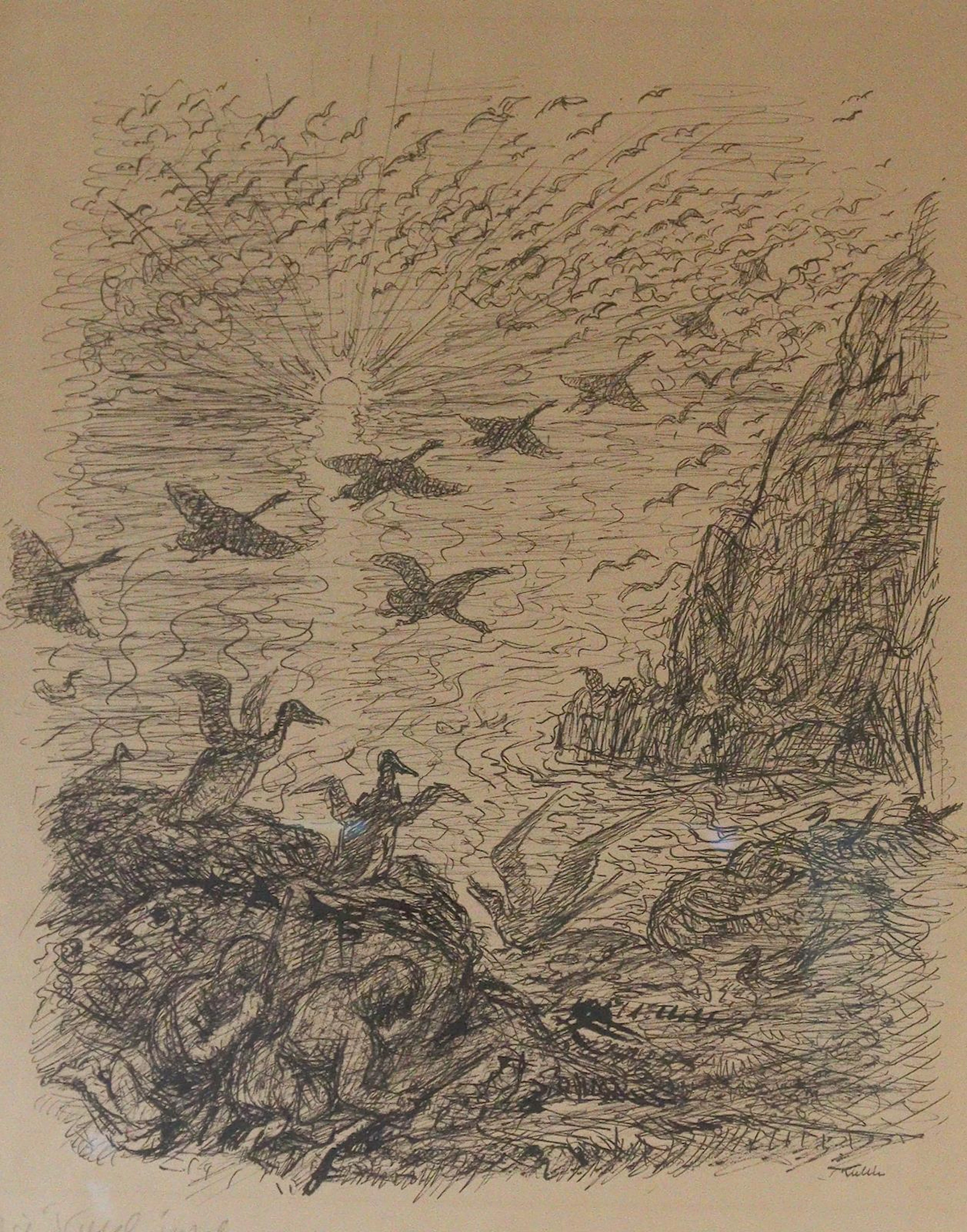 Kubin, Alfred (1877 Leitmeritz - Zwickledt 1959). Die Vogelinsel.