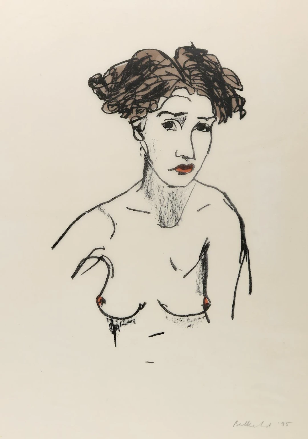 Balkenhol, Stephan (1957 Fritzlar). Nacktes Mädchen. Farblithogr.