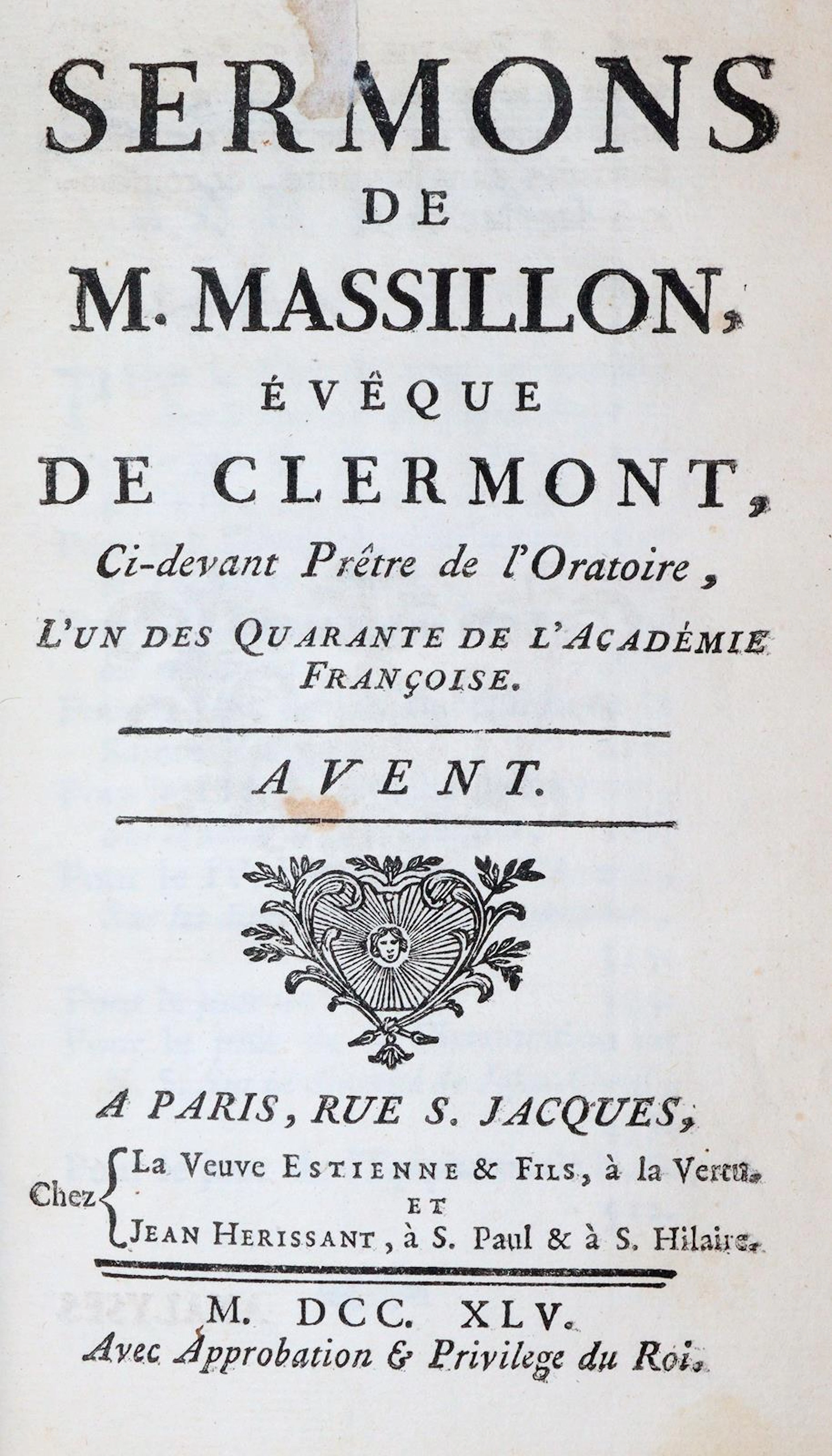 Massillon,(J.B.). 5 Bde. aus der Reihe "Sermons". Paris