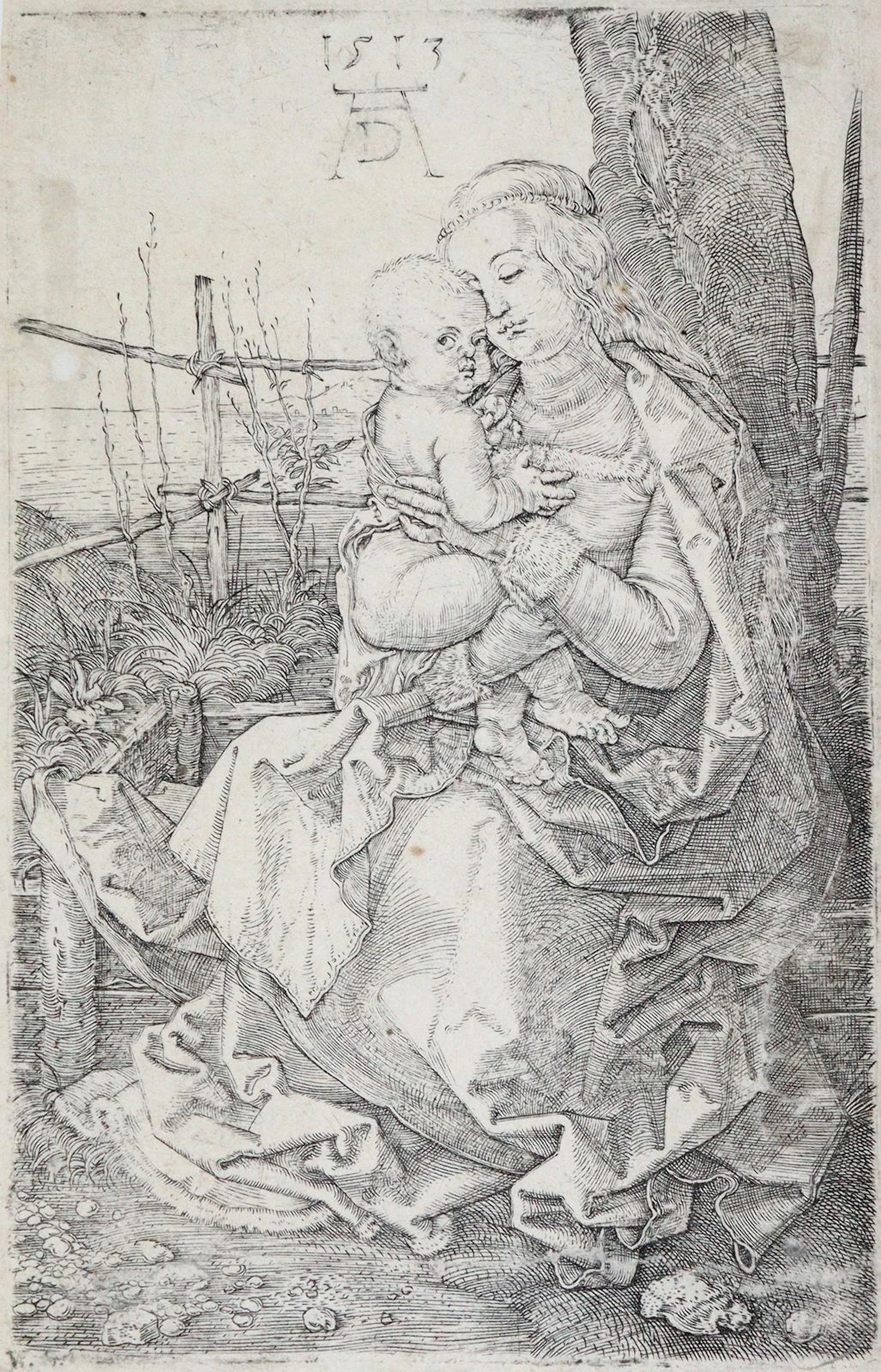 Dürer, Albrecht (1471 Nürnberg 1528). Maria mit dem Kinde am Baum. Kupferstich