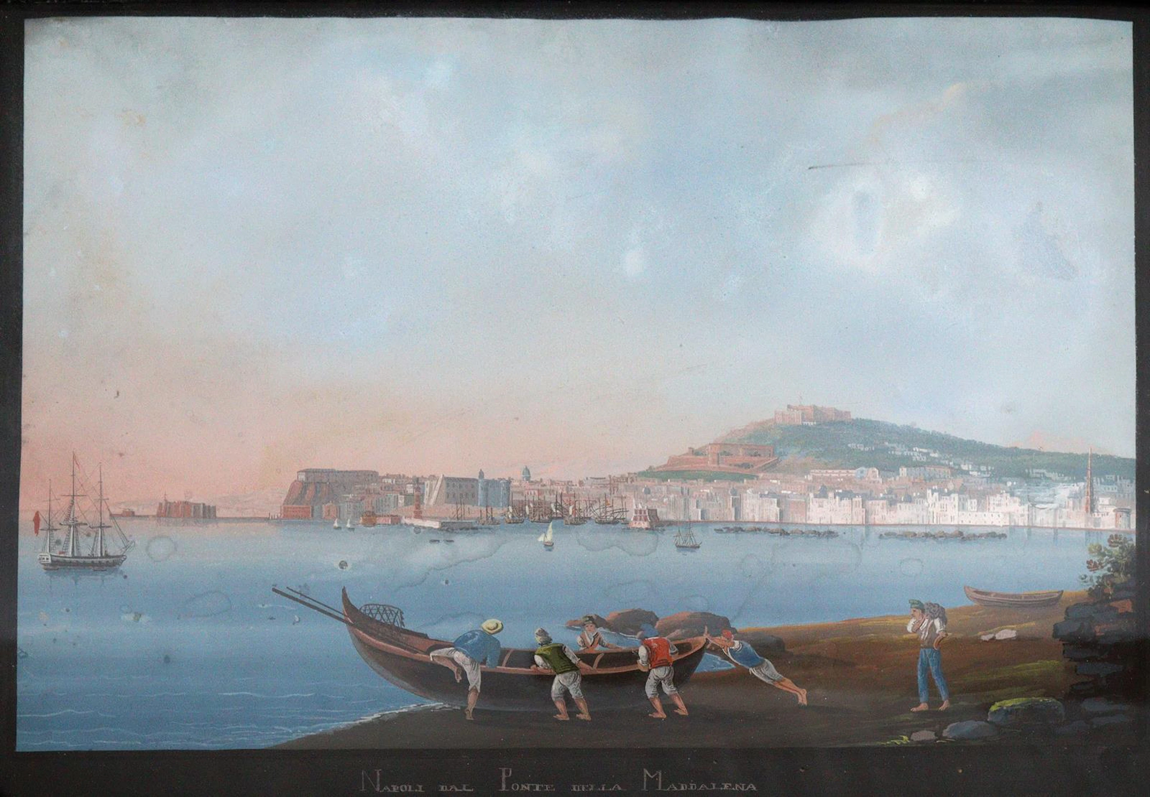 Neapel. Napoli dal' Ponte della Maddalena. Gouache auf Papier. Spätes