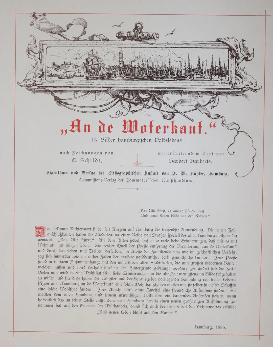 Schildt,C. Hamburg. "An de Woterkant". Hbg.