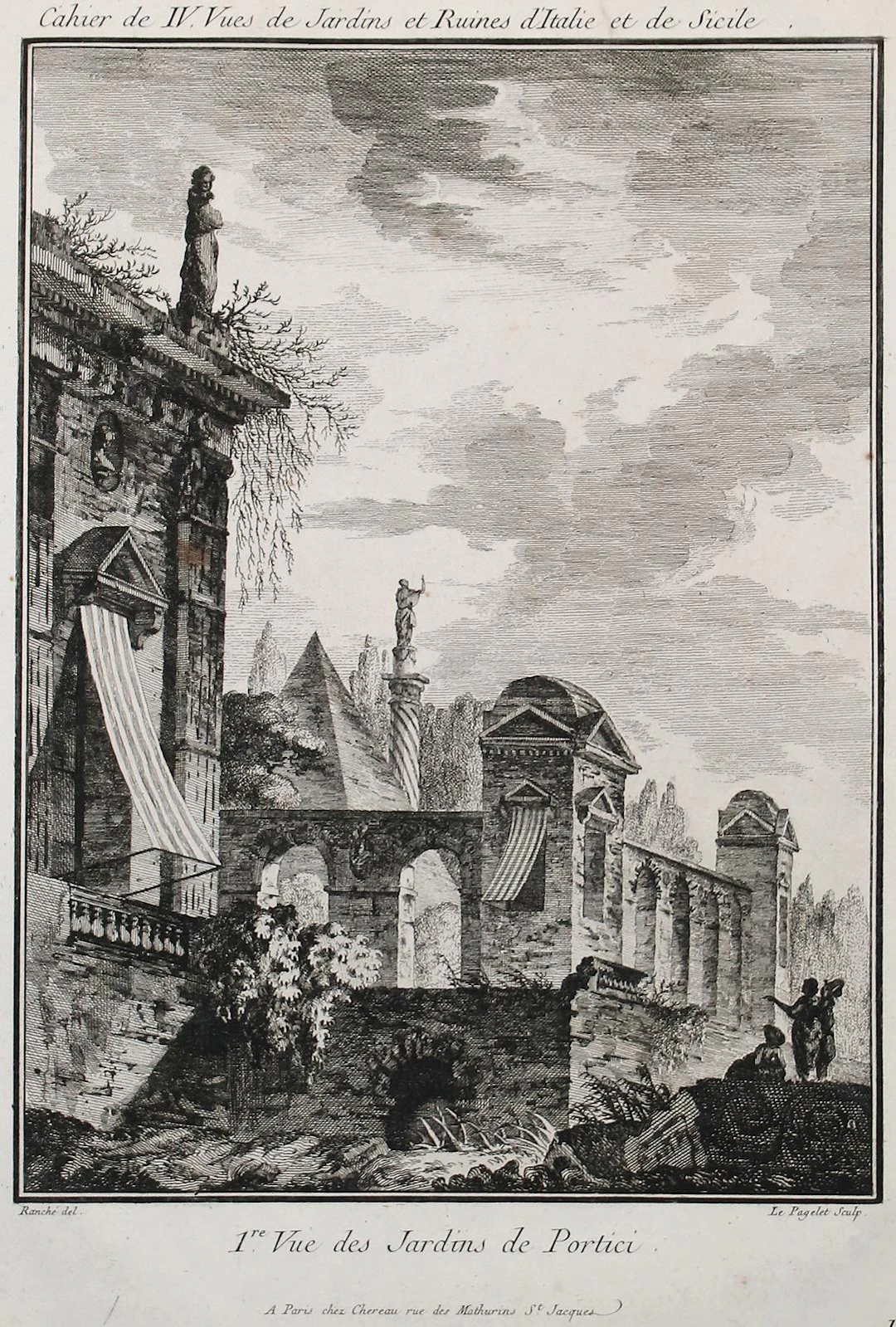 Lepagelet, E. (18.-19. Jh.). Cahier de IV. Vues de Jardins et Ruines