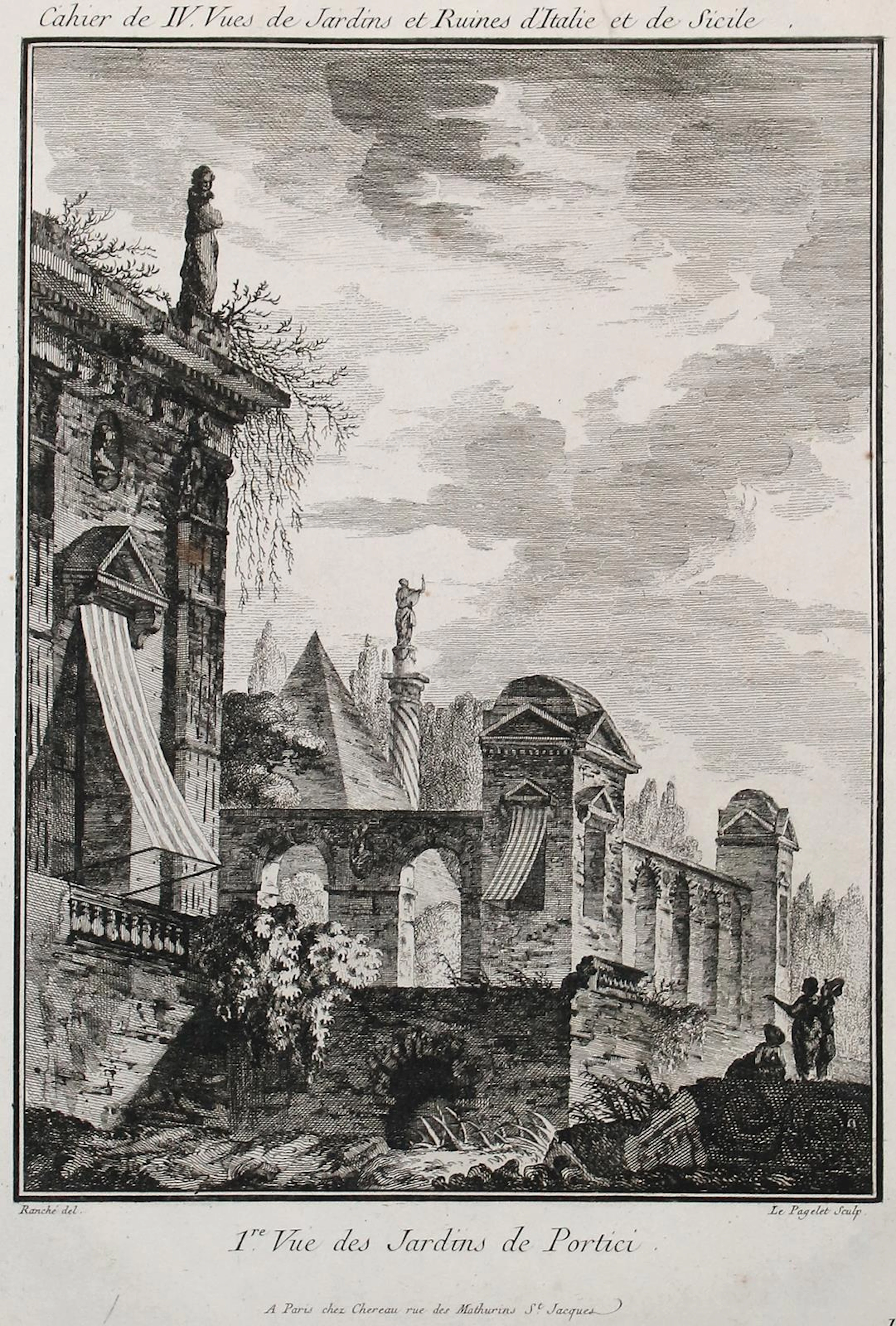 Lepagelet, E. (18.-19. Jh.). Cahier de IV. Vues de Jardins et Ruines