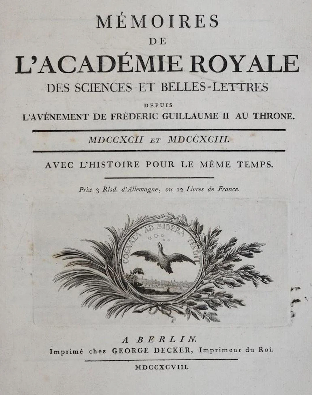 Memoires de l'Academie Royale des Sciences et Belles-Lettres. 12 (von