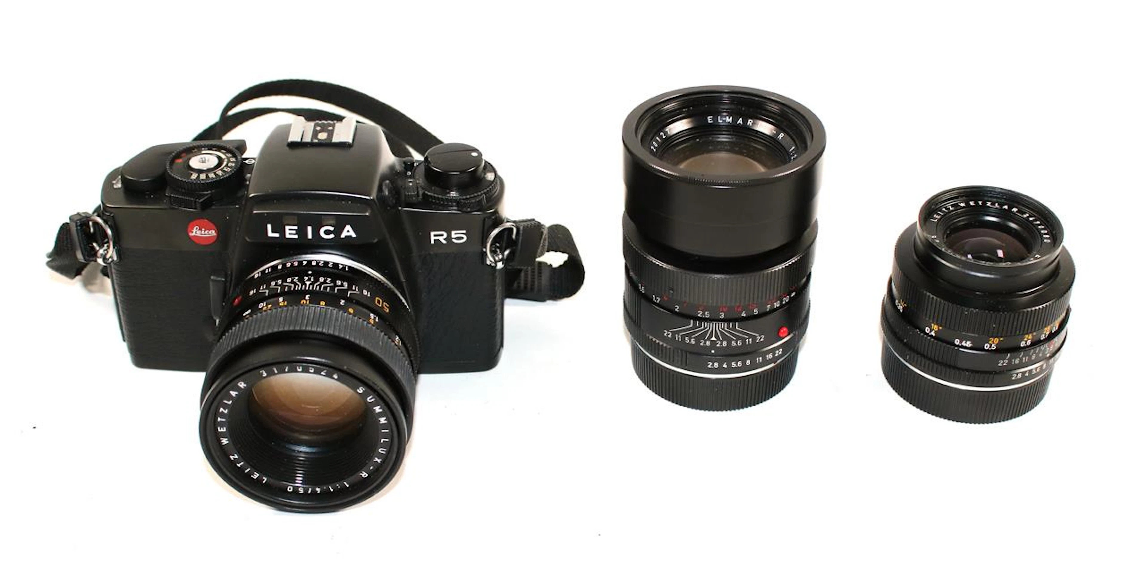 Leica R5 mit 3 Objektiven: Summilux 1:1.4/50