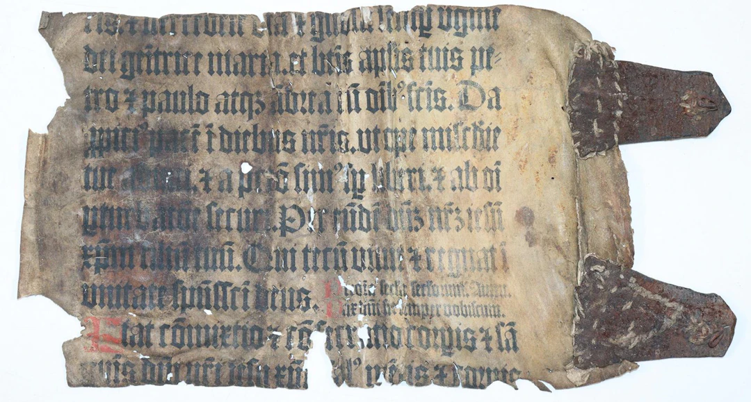 Einbandmakulatur. Blattfragment. Lat. Handschrift auf Pergament in