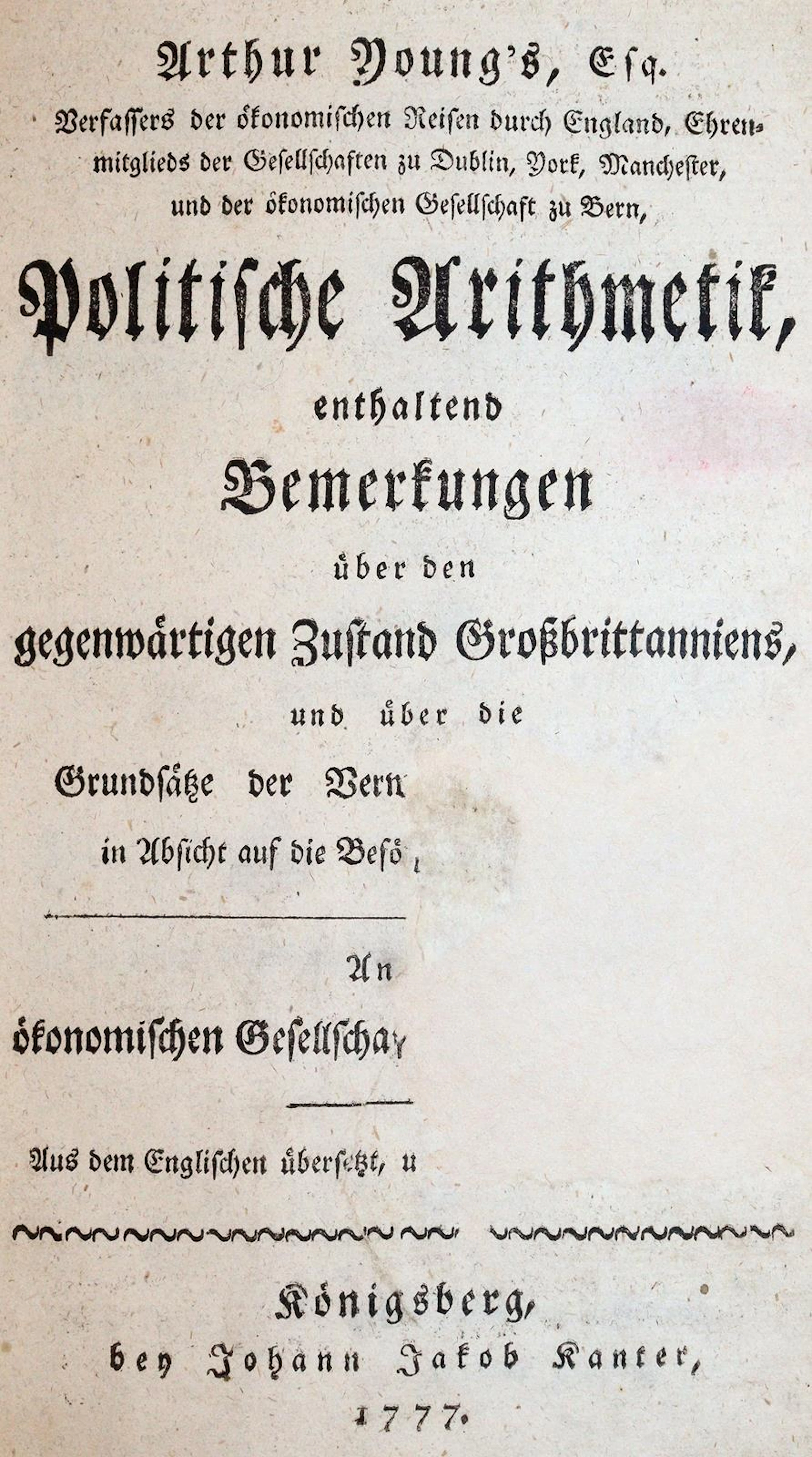 Young,A. Politische Arithmetik