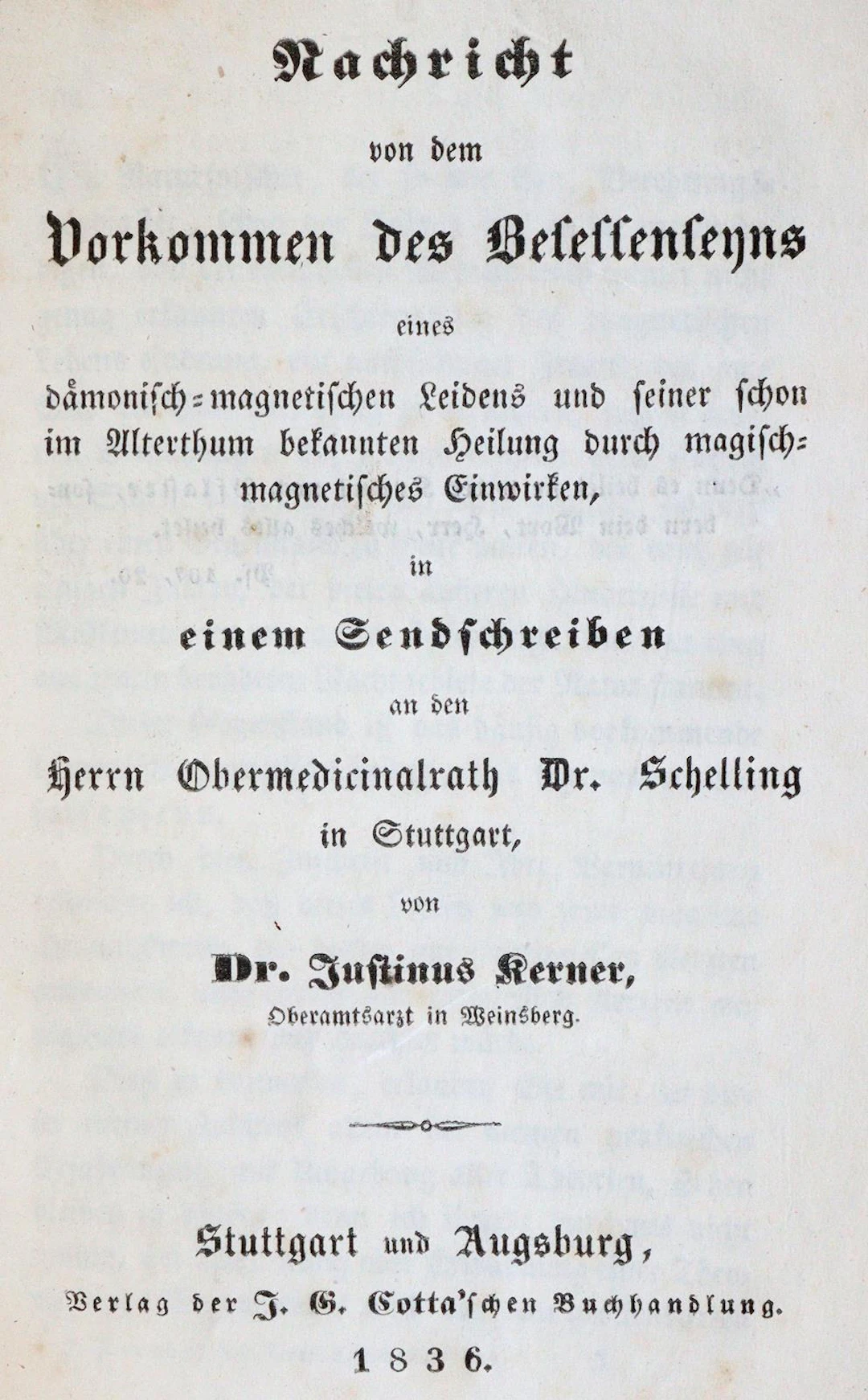 Kerner,J. Nachricht von dem Vorkommen des Besessenseyns eines dämonisch-magnetis