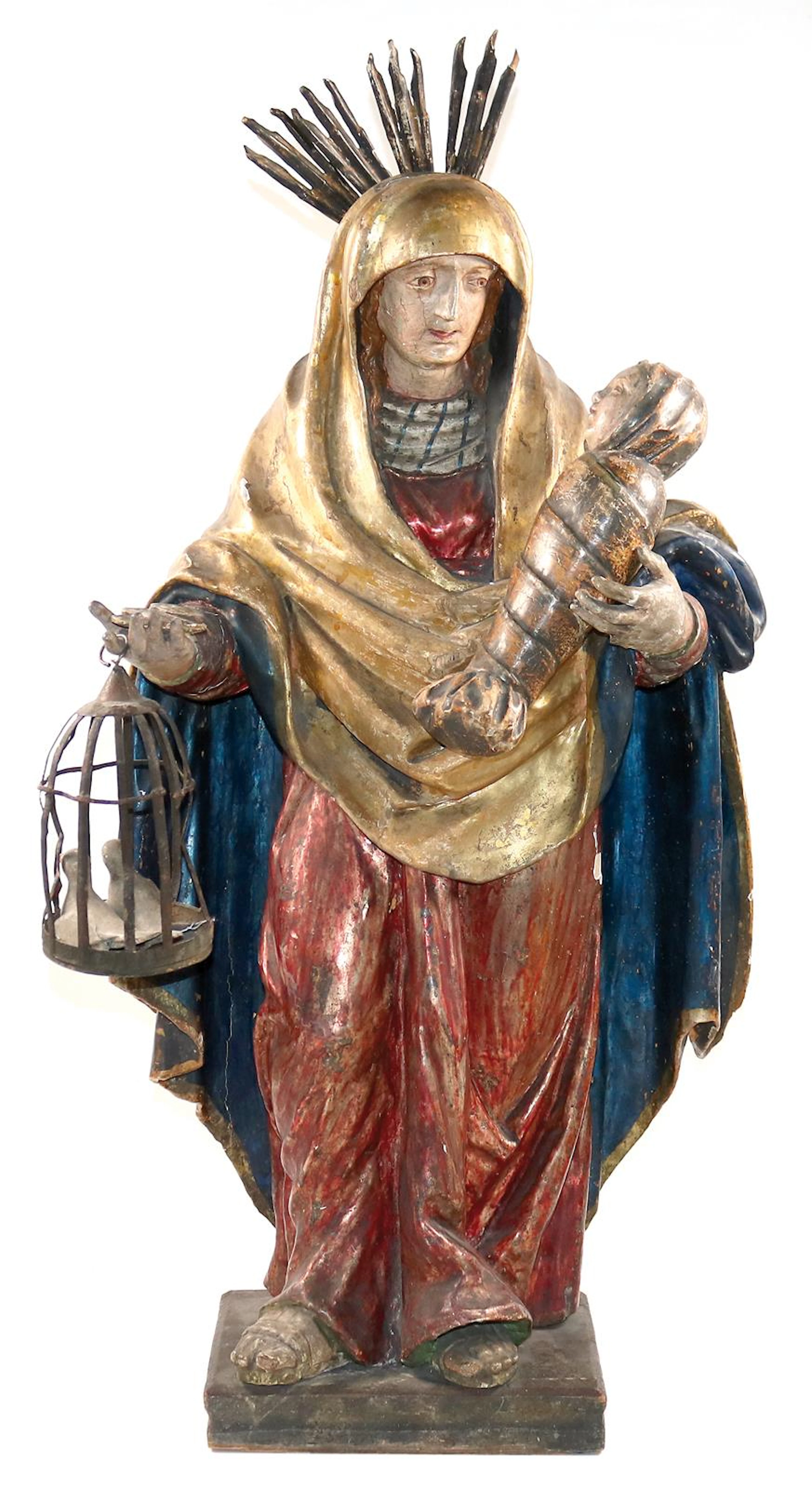 Hl. Anna. Süddeutscher Holzschnitzer. Hartholz geschnitzt u. farbig