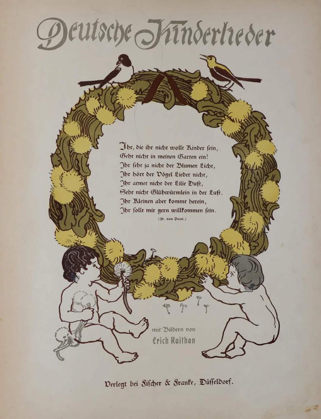 Deutsche Kinderlieder. Deckeltitel: Deutsches Kinderbuch. Düsseldorf