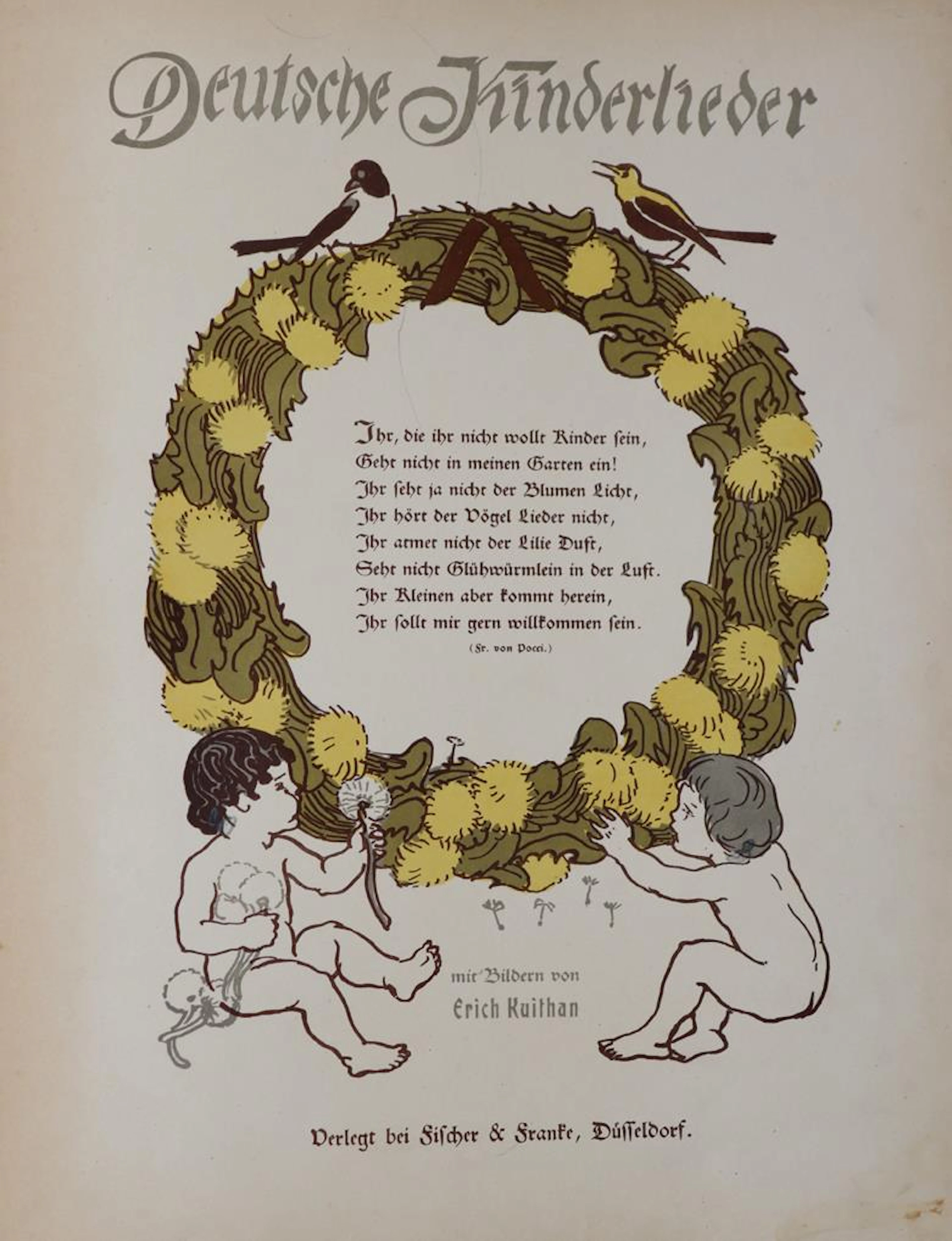 Deutsche Kinderlieder. Deckeltitel: Deutsches Kinderbuch. Düsseldorf